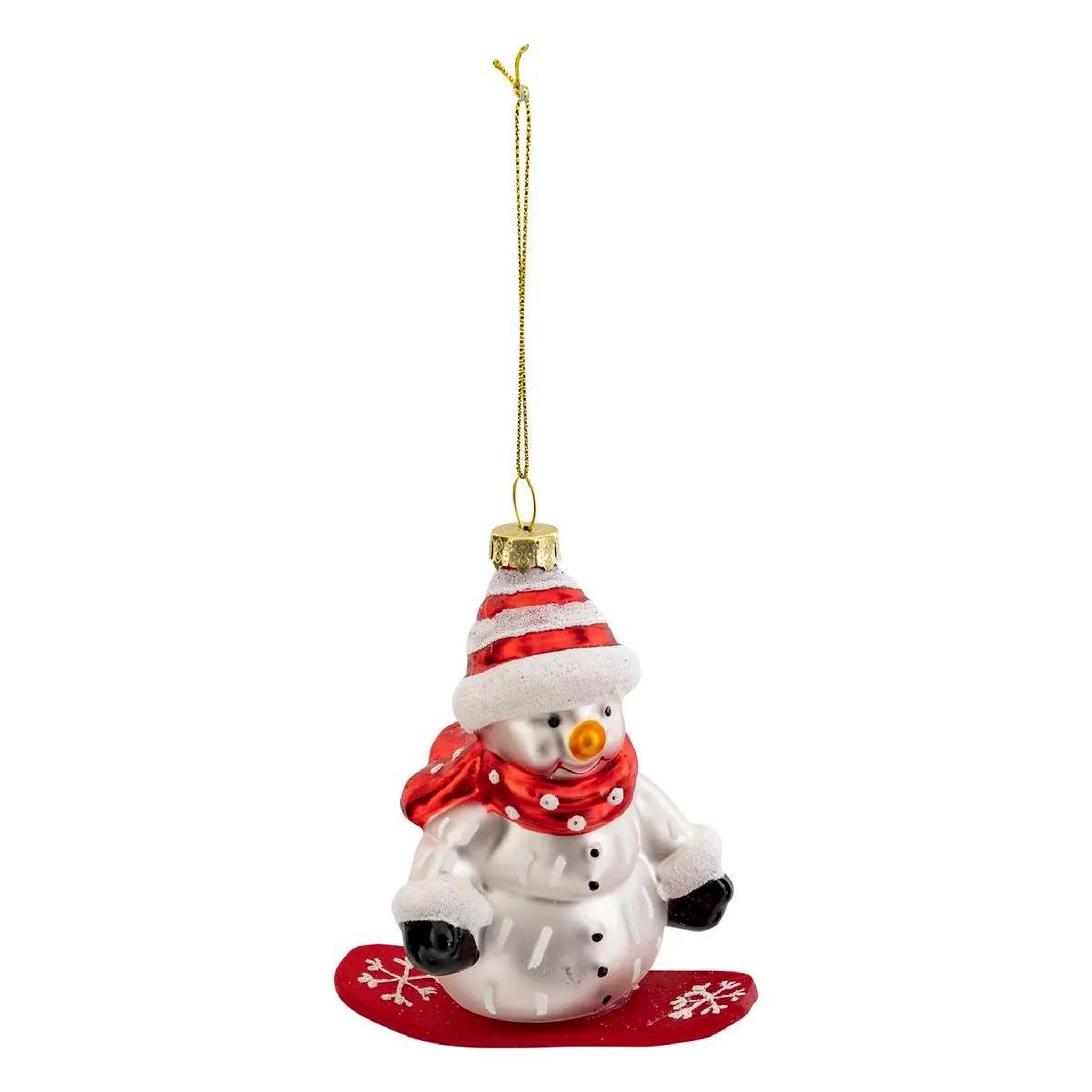 ATMOSPHERA Sujet de noël bonhomme de neige  snowboard  9cm rouge