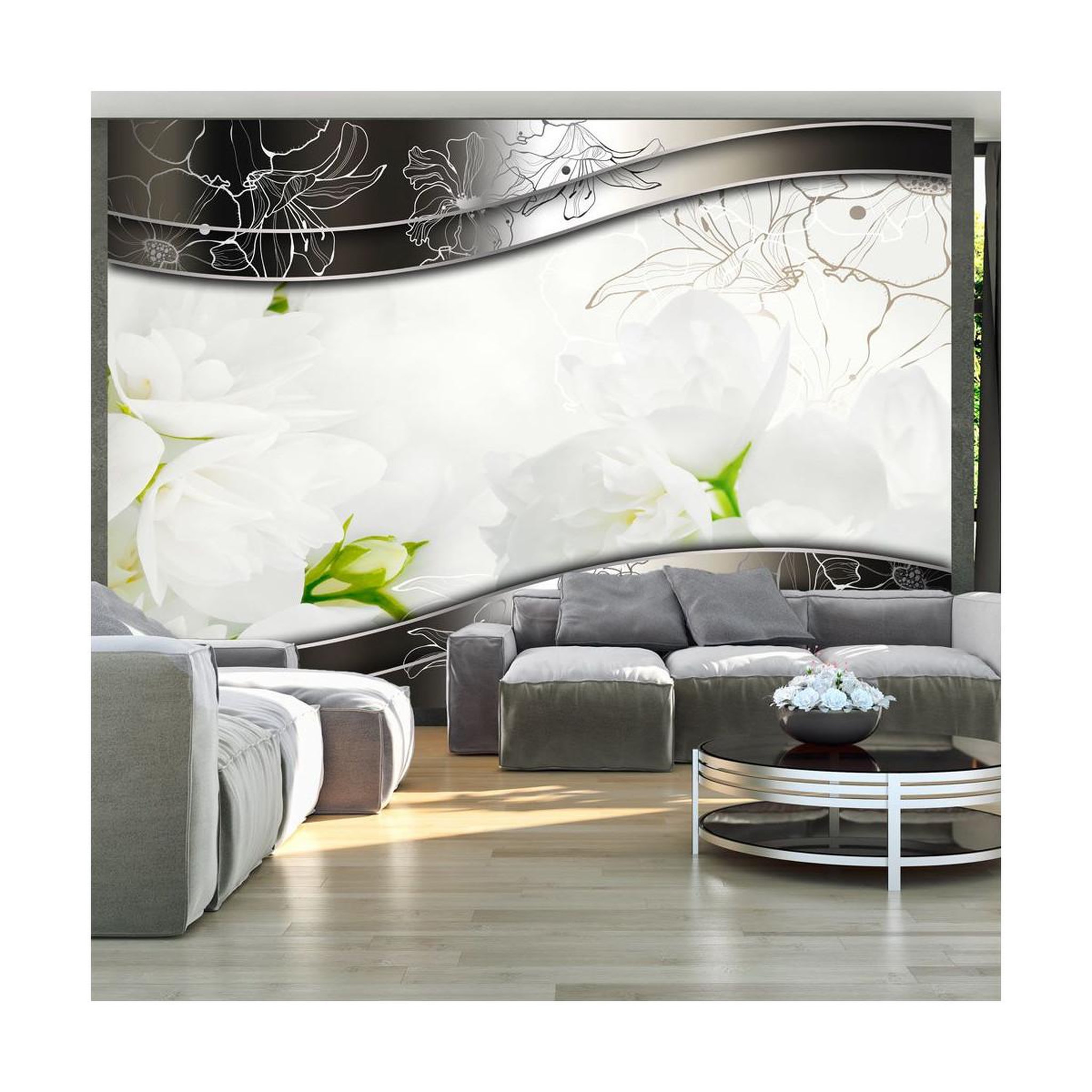 Paris Prix Papier peint  fleurs de jasmin. Coloris disponibles : Multicolore