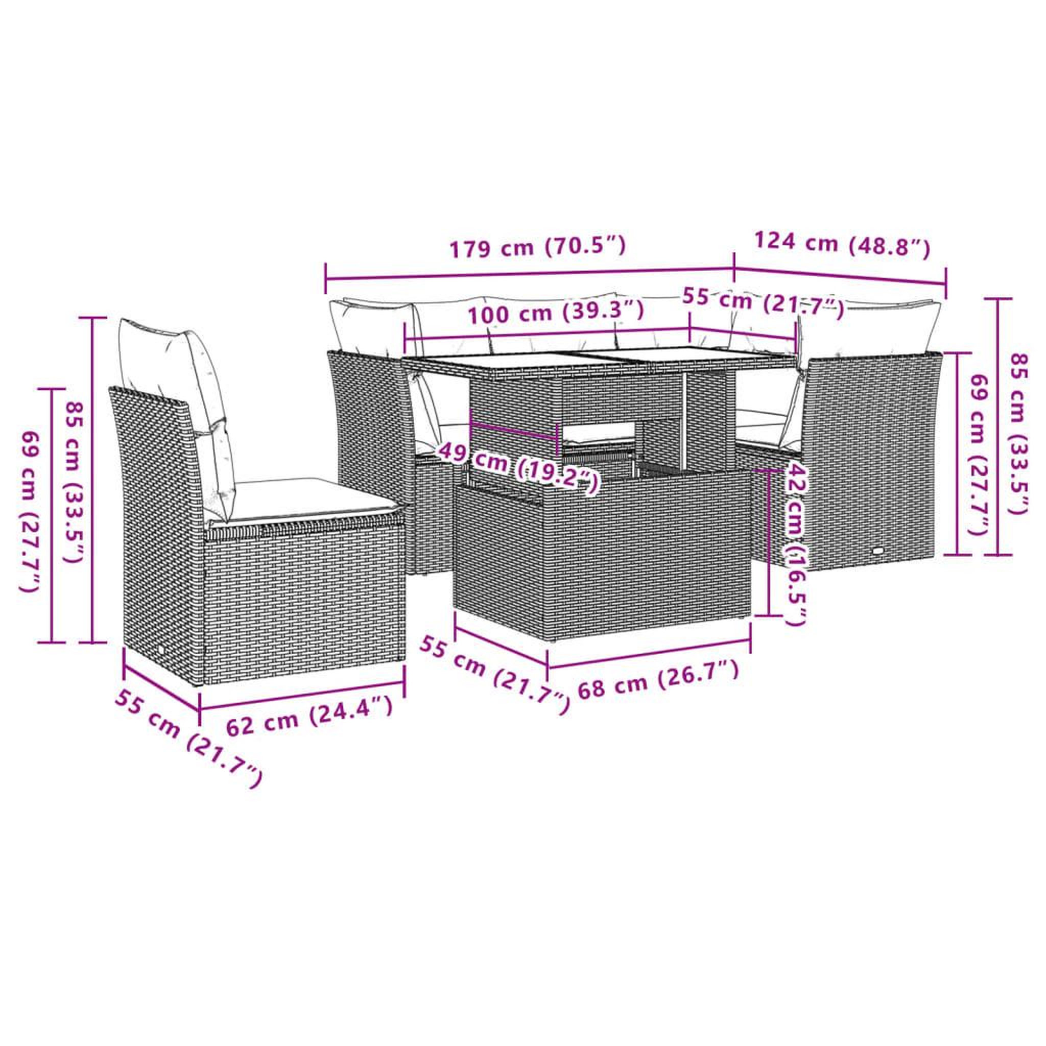 Voir la diapositive 6 : VIDAXL Salon de jardin 6 pcs avec coussins noir resine tressee