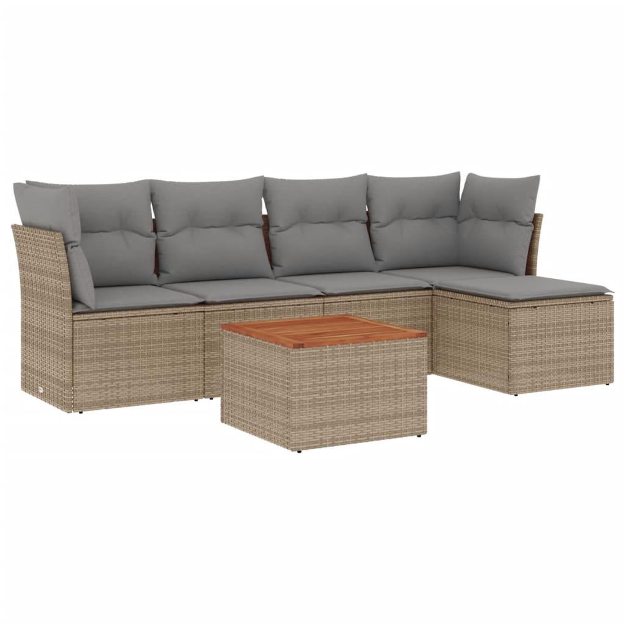 Voir la diapositive 2 : VIDAXL Salon de jardin avec coussins 6pcs melange beige resine tressee