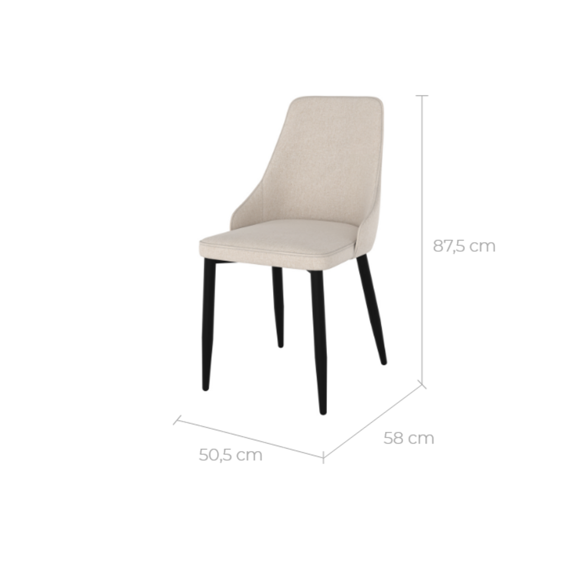 Rendez vous déco Lot de 2 chaises en tissu beige et pieds en métal - Pipo