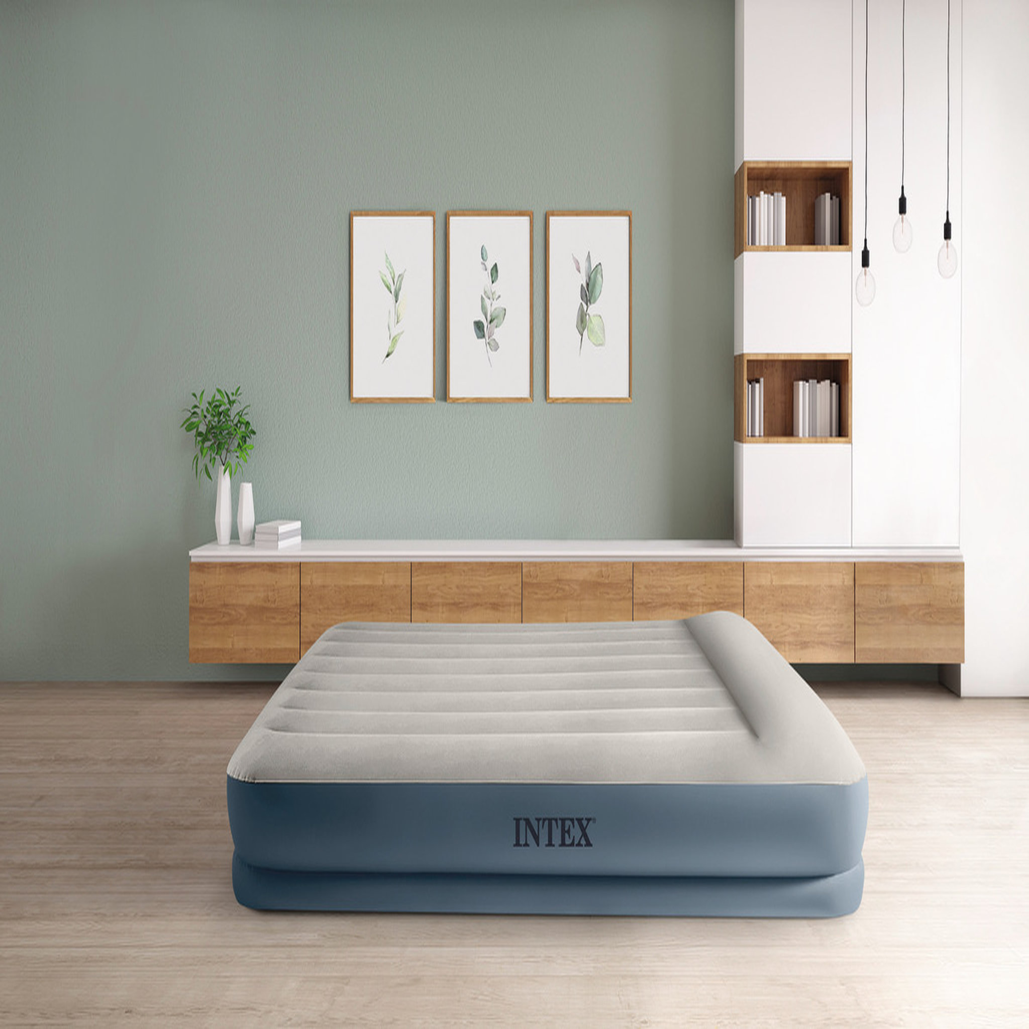 Voir la diapositive 2 : Intex Matelas gonflable électique de camping - 2 personnes - 152x203x30cm - MID RISE FIBER TECH