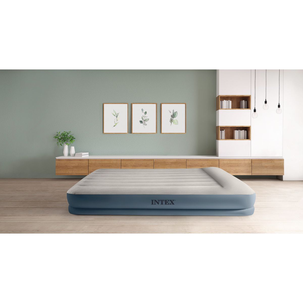 Intex Matelas gonflable électique de camping - 2 personnes - 152x203x30cm - MID RISE FIBER TECH