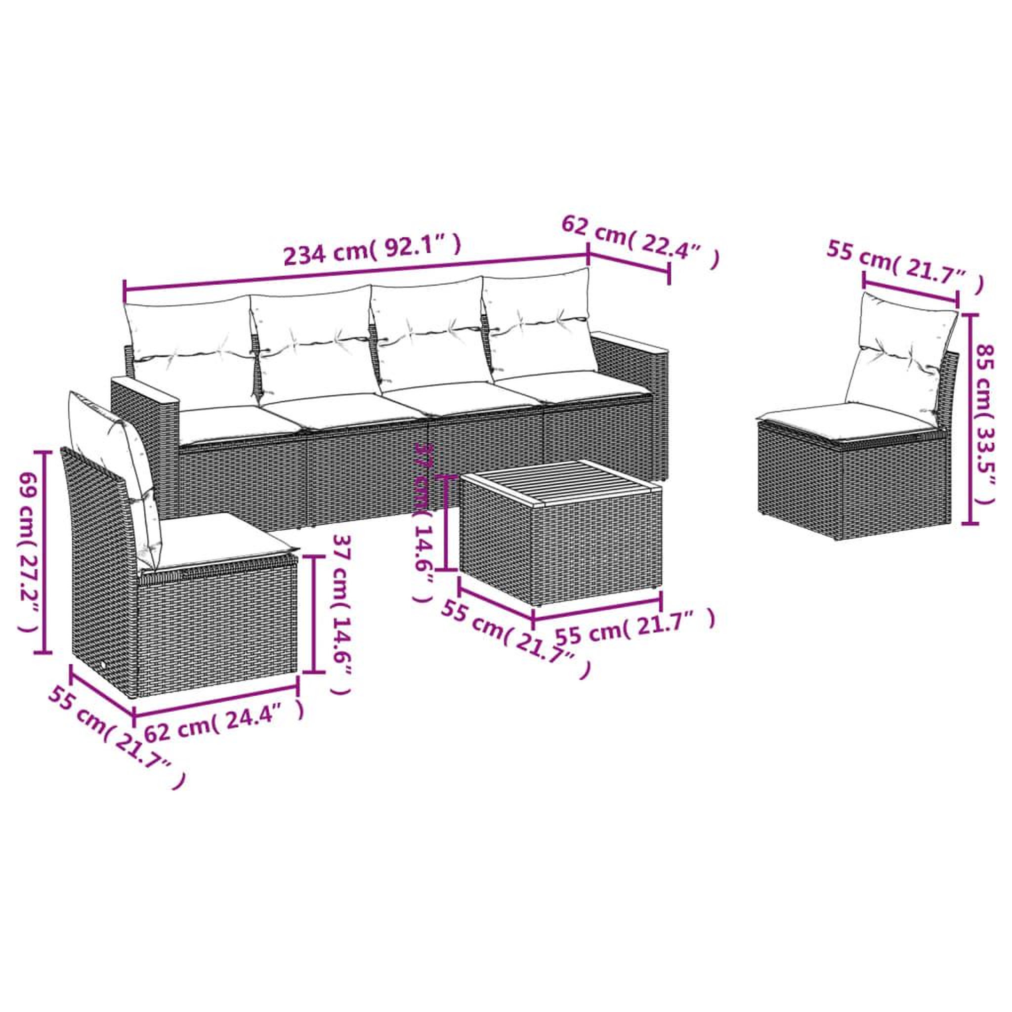 Voir la diapositive 4 : VIDAXL Salon de jardin 7 pcs avec coussins noir resine tressee