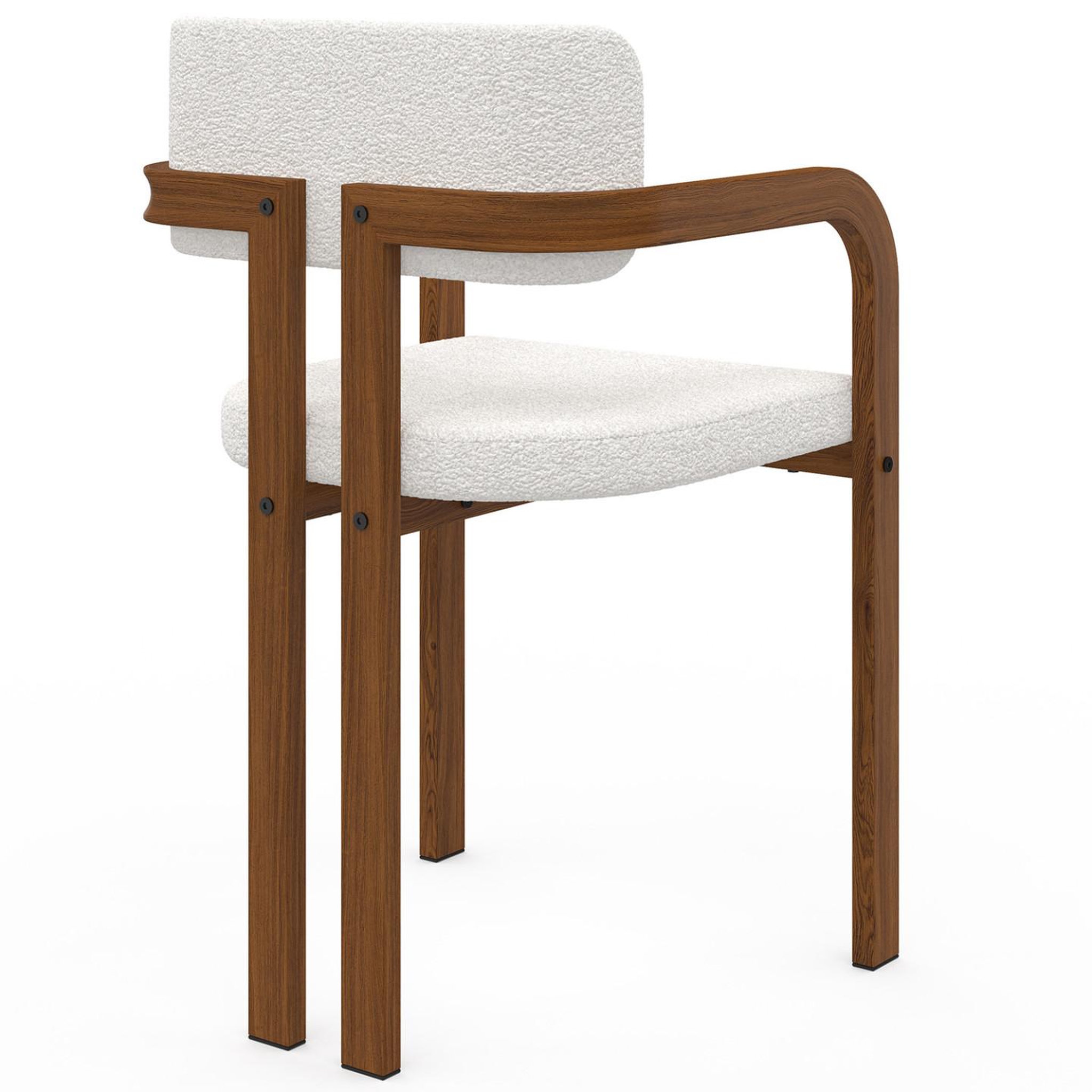 Voir la diapositive 4 : ID MARKET Lot de 4 chaises de salle à manger, fauteuils de table ESMA en métal effet noyer et tissu bouclette avec accoudoirs