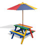 Voir la diapositive 1 : VIDAXL Table et bancs de pique-nique avec parasol pour enfants Bois