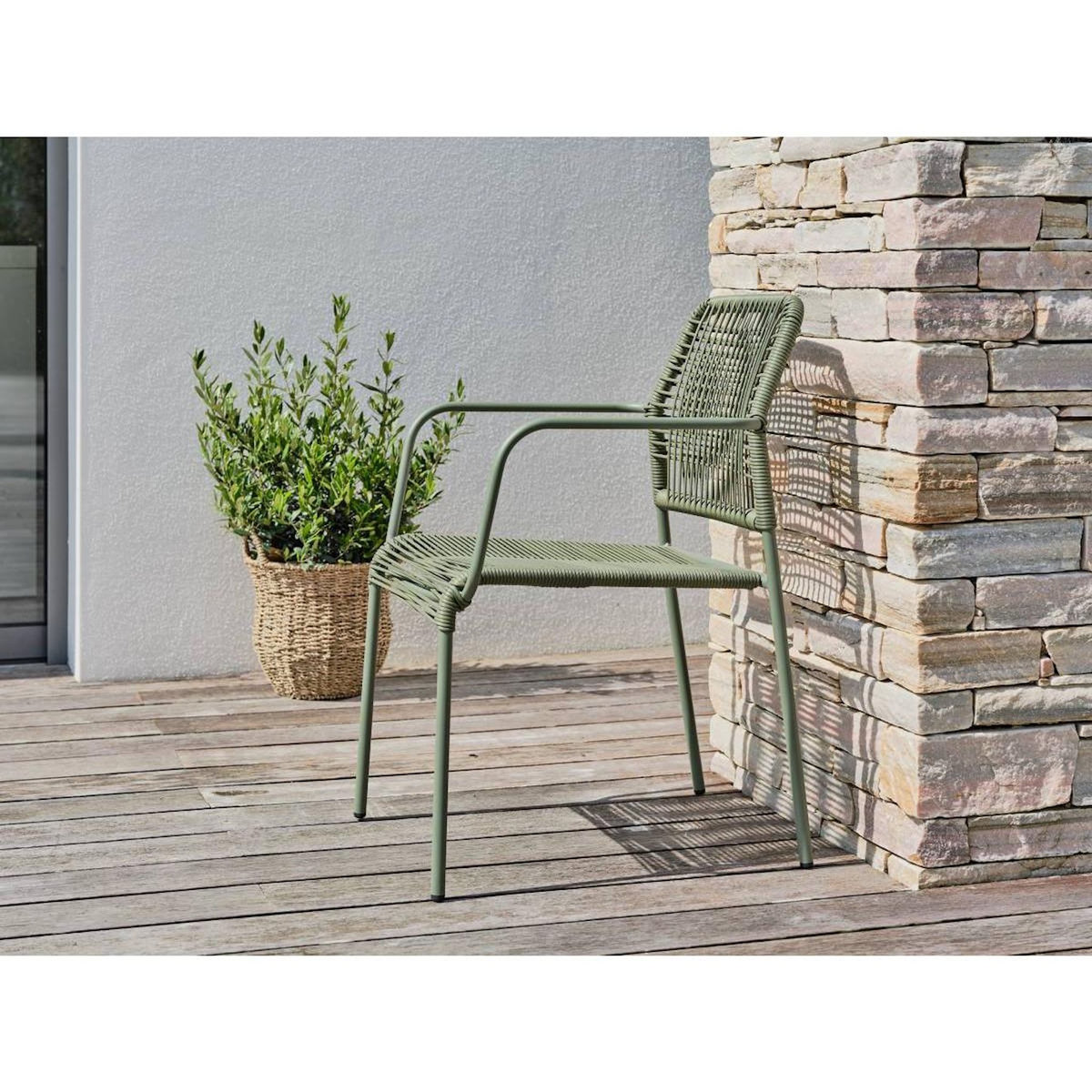 Paris Prix Ensemble Table de jardin & 2 Fauteuils  Louise & Marceau  74cm Anthracite & Vert Olive