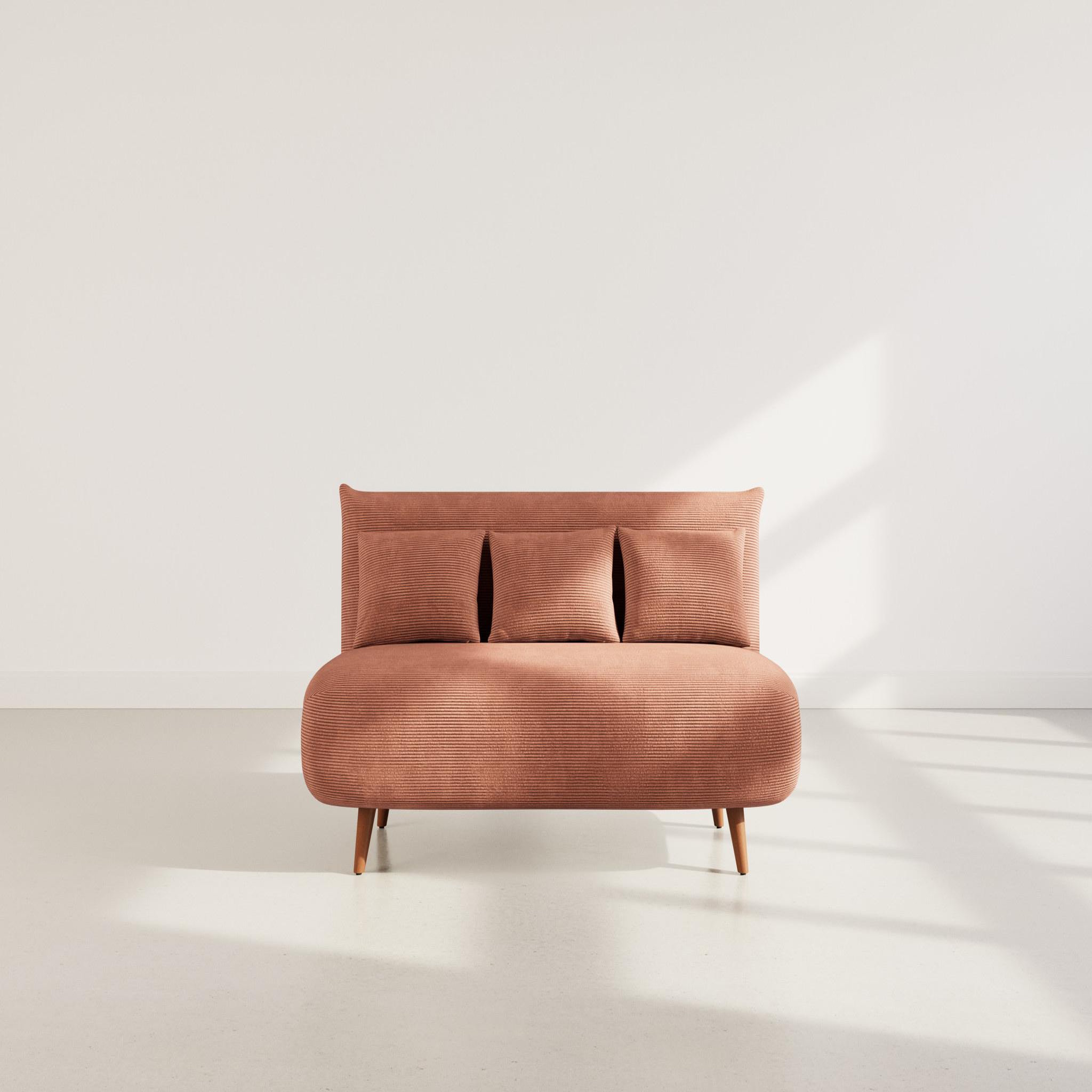Voir la diapositive 5 : BEST MOBILIER Lumi - banquette convertible clic-clac 2 places en velours côtelé