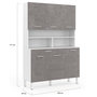 Voir la diapositive 5 : ID MARKET Buffet de cuisine 120 CM CINA 6 portes + tiroir blanc et effet béton
