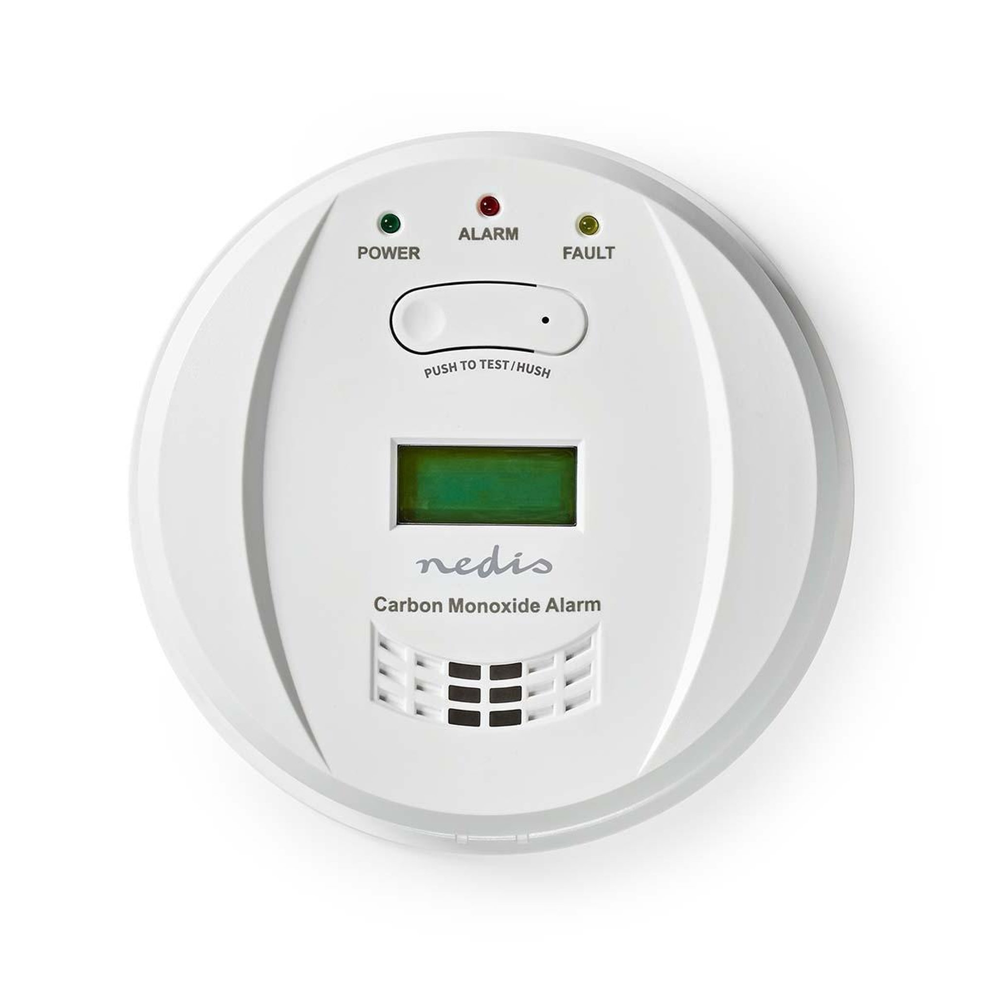 Voir la diapositive 4 : NEDIS Détecteur de Monoxyde de Carbone CO écran Alarme 85dB 2 piles AA incluses Bouton Test/Silence Nedis