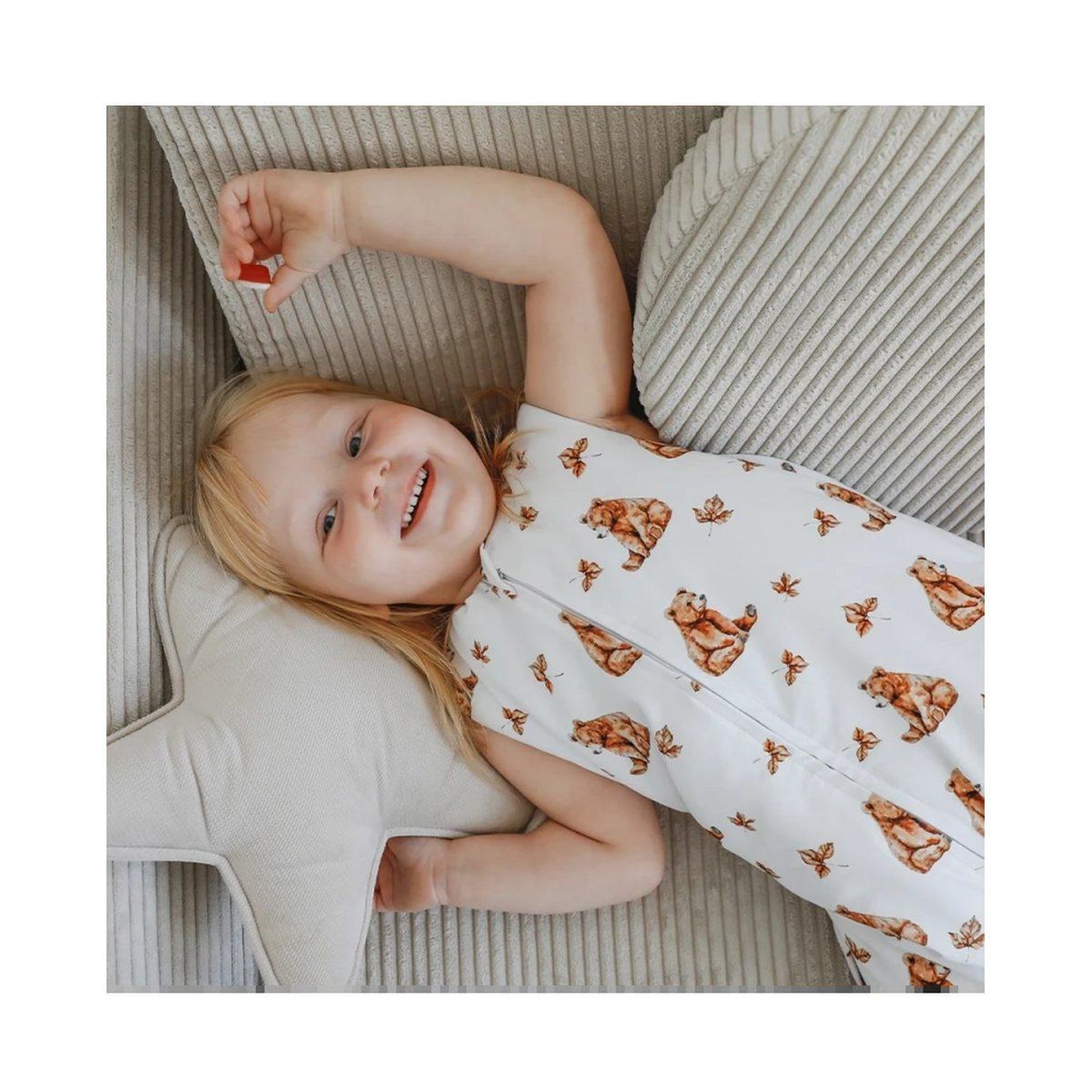 Voir la diapositive 3 : WALDIN Gigoteuse à jambes en coton 2,5 TOG - taille M (3-4 ans) - motif oursons, blanc