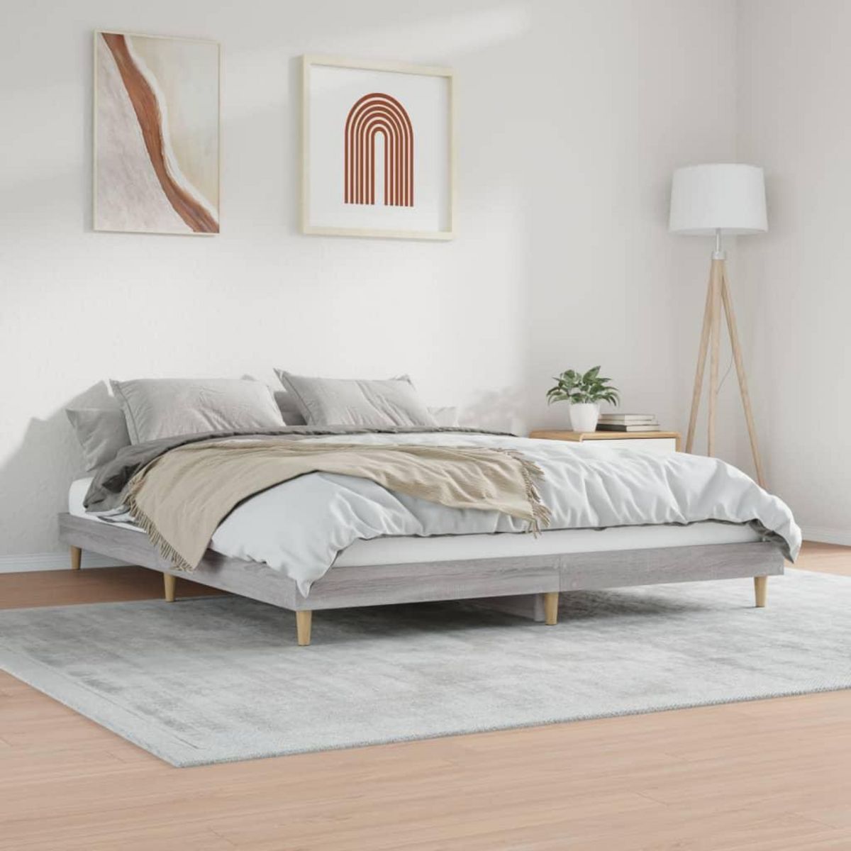 VIDAXL Cadre de lit sans matelas sonoma gris 200x200 cm