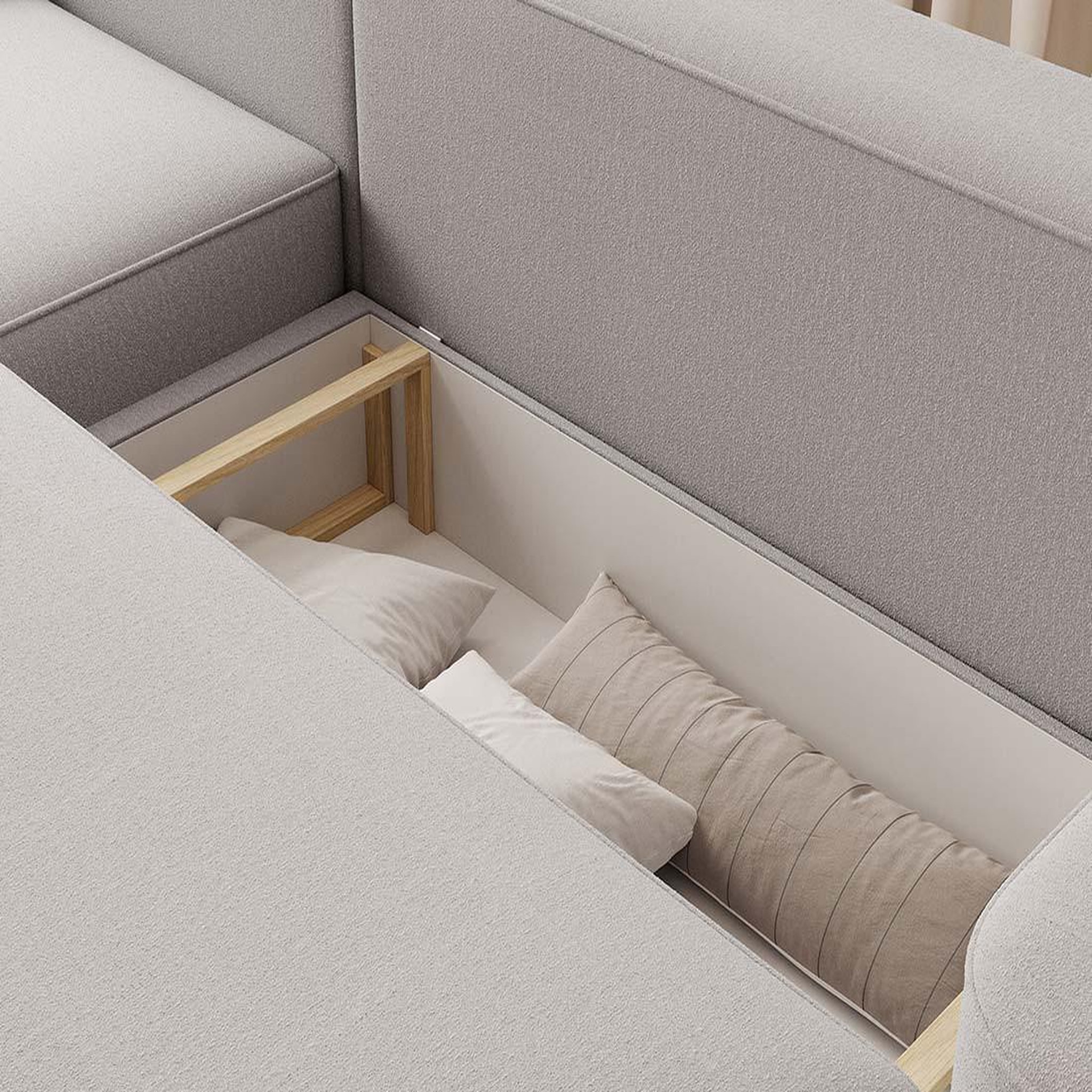 Voir la diapositive 3 : BEST MOBILIER Sam - canapé d'angle gauche 4 places convertible avec coffre en tissu