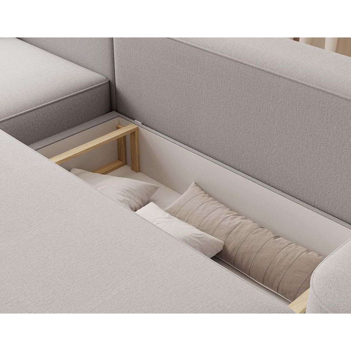 BEST MOBILIER Sam - canapé d'angle gauche 4 places convertible avec coffre en tissu