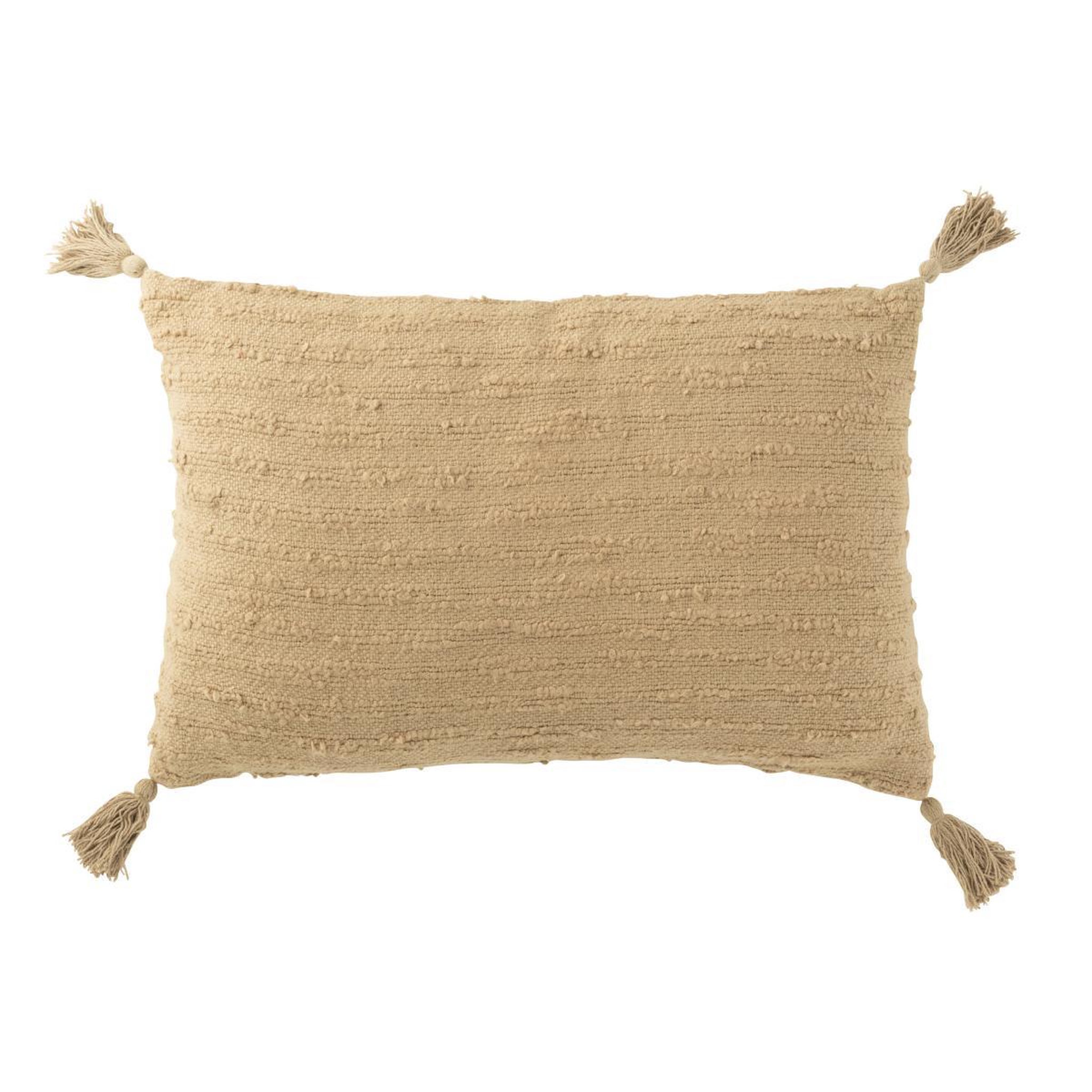 J-LINE Coussin déco à pompons  marea  40x60cm beige foncé