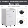 Voir la diapositive 3 : HOMCOM HOMCOM Caisson de bureau rangement bureau sur roulettes 3 tiroirs 1 verrouillable 1 trieur dossiers MDF panneaux particules blanc