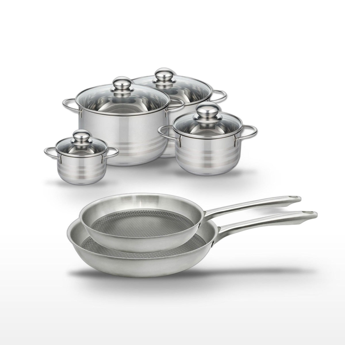 ELO Lot de 2 poêles 24/28 cm et 4 faitouts 12/16/20/24 cm Elo Relief Passion