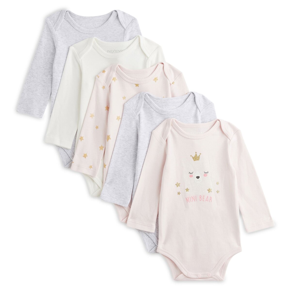 IN EXTENSO Lot de 5 bodies manches longues i love mommy bébé fille