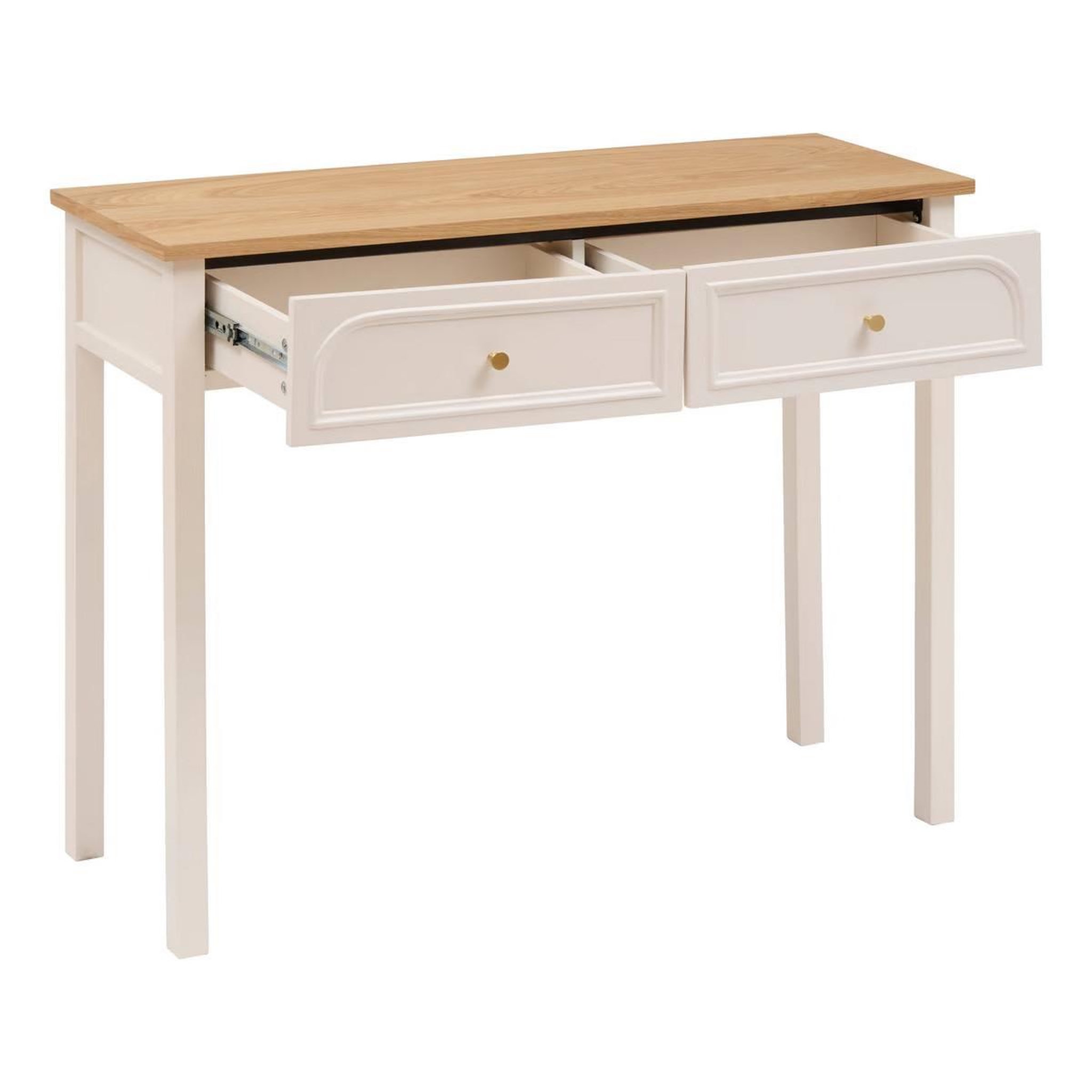 Voir la diapositive 2 : ATMOSPHERA Console 2 tiroirs  mohéa  100cm ivoire