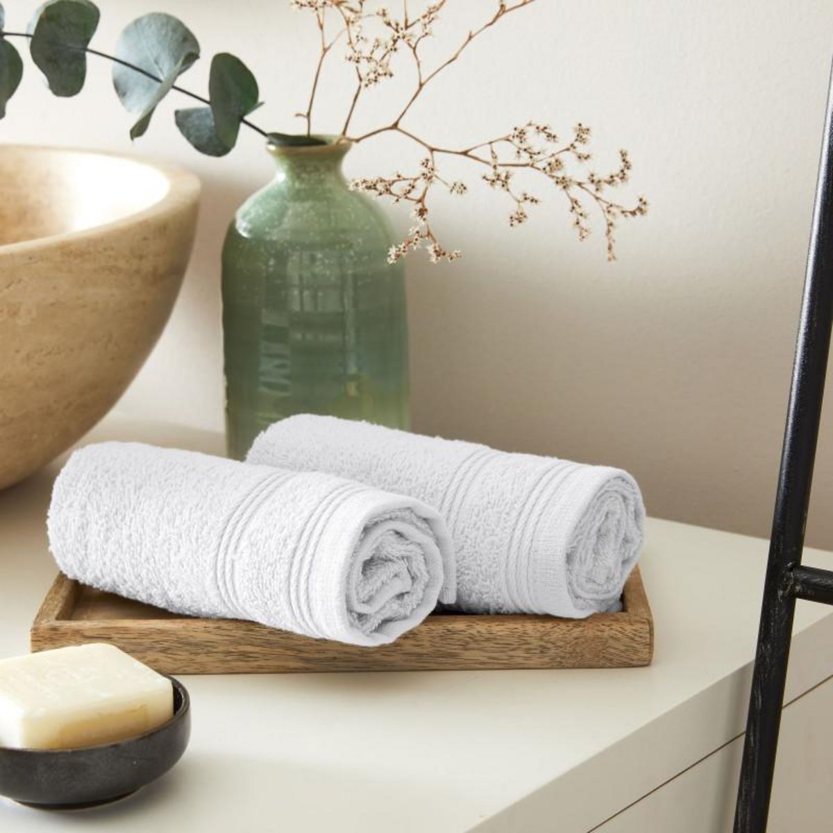 COTON PUR Lot de 24 serviettes invité éponge  Spa  30 x 50 cm / 400 gr/m² -  - Lot de 6 Serviettes invité 30 x 50 cm