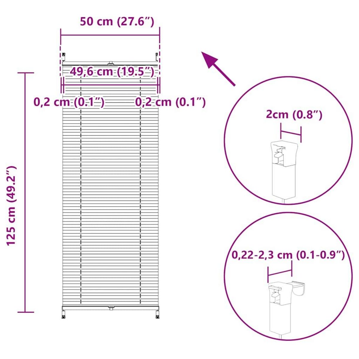 VIDAXL Store plisse 50x125 cm Blanc
