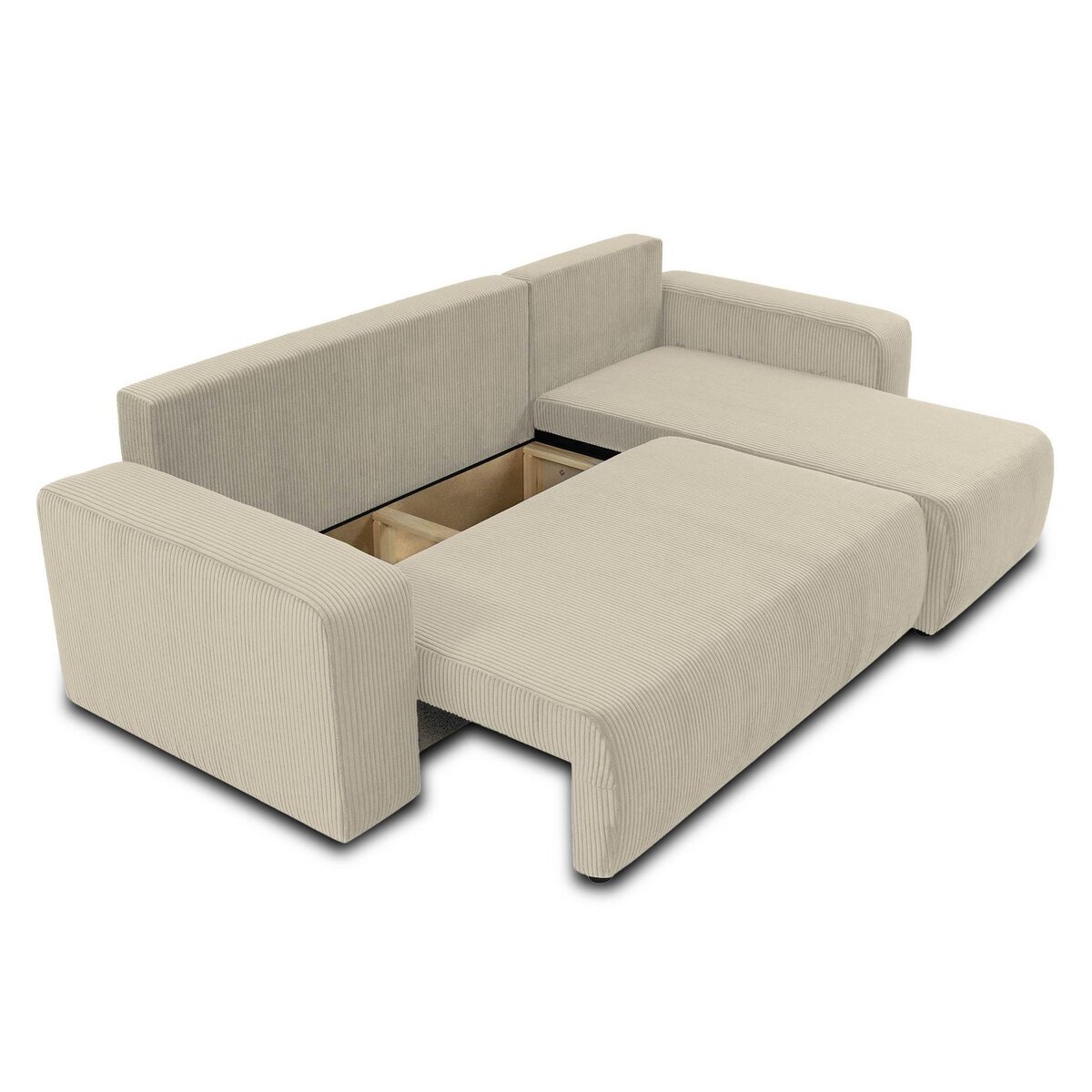 BEST MOBILIER Artemisa - canapé d'angle réversible 4 places - convertible avec coffre - en velours côtelé