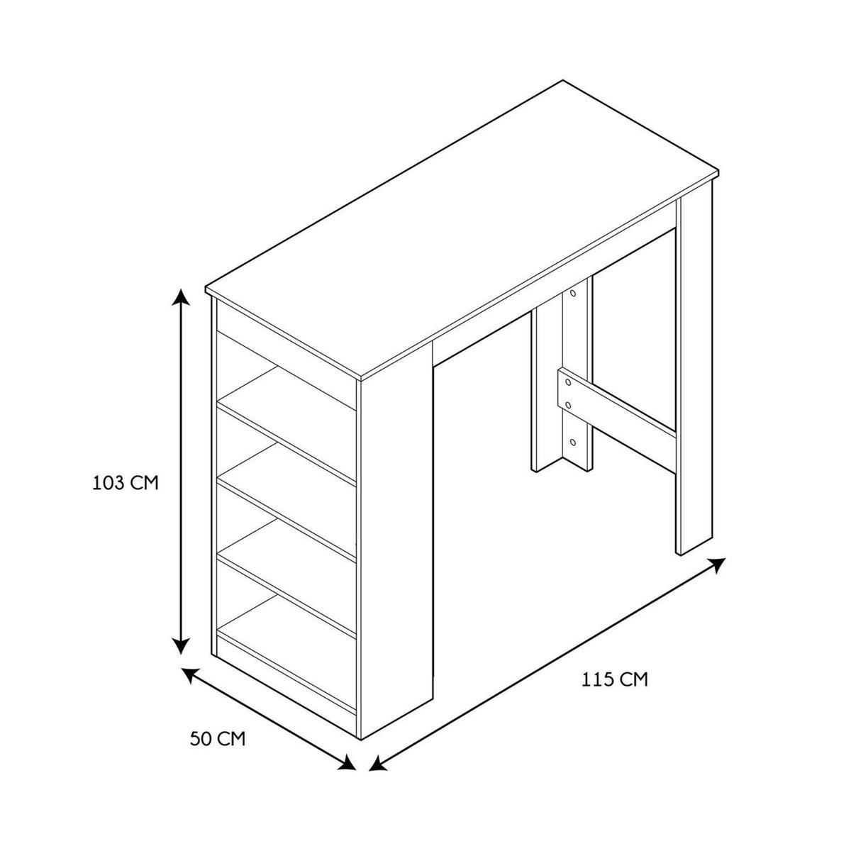The Home Deco Factory Table de bar mange debout avec 4 niches de rangement