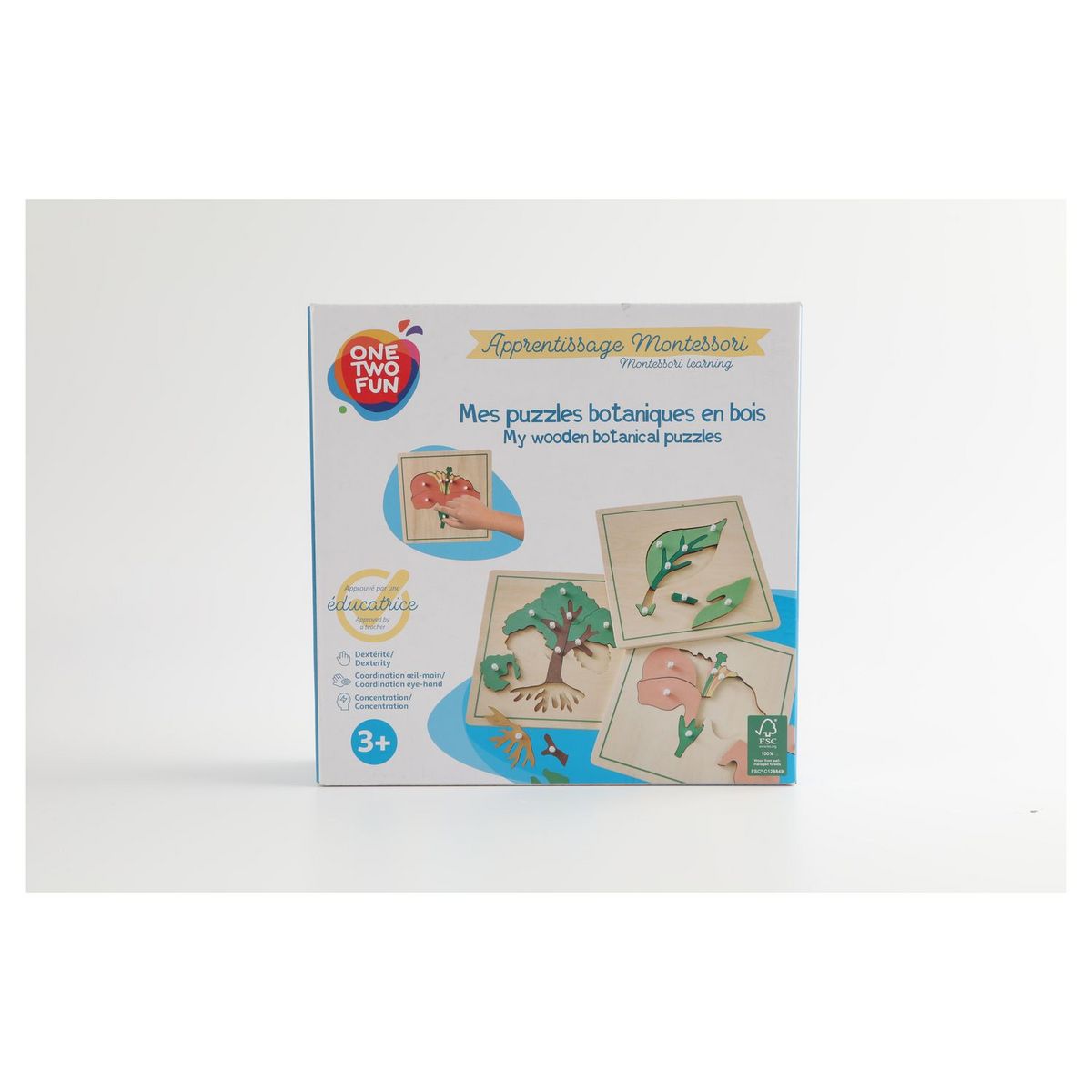 One Two Fun Mes puzzles botanique en bois Montessori
