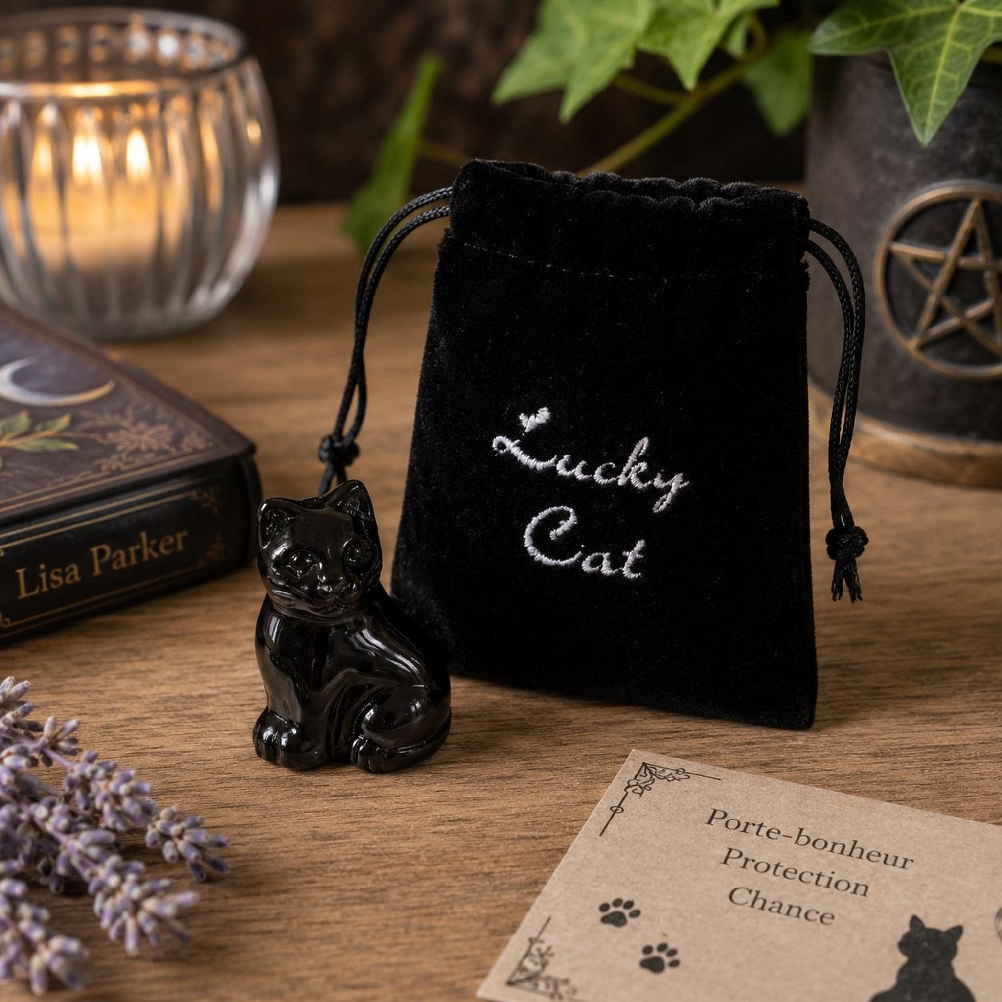 Voir la diapositive 2 : Eden Mini chat noir porte-bonheur avec pochette lisa parker