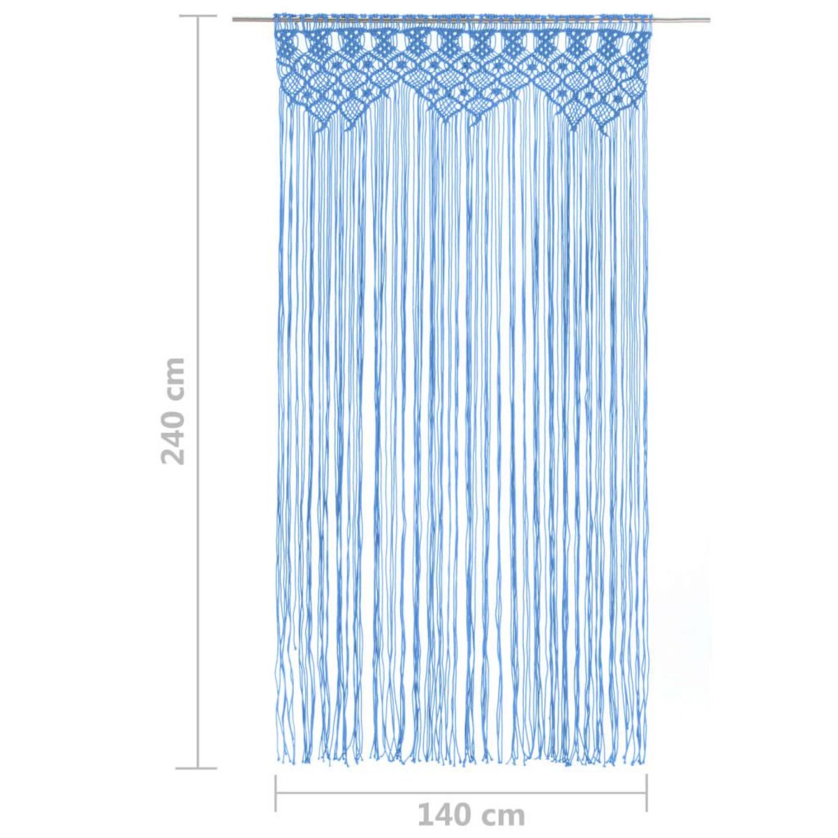 VIDAXL Rideau en macrame Bleu 140x240 cm Coton