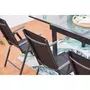 CONCEPT USINE Salon de jardin extensible gris en alu + 12 fauteuils BRESCIA