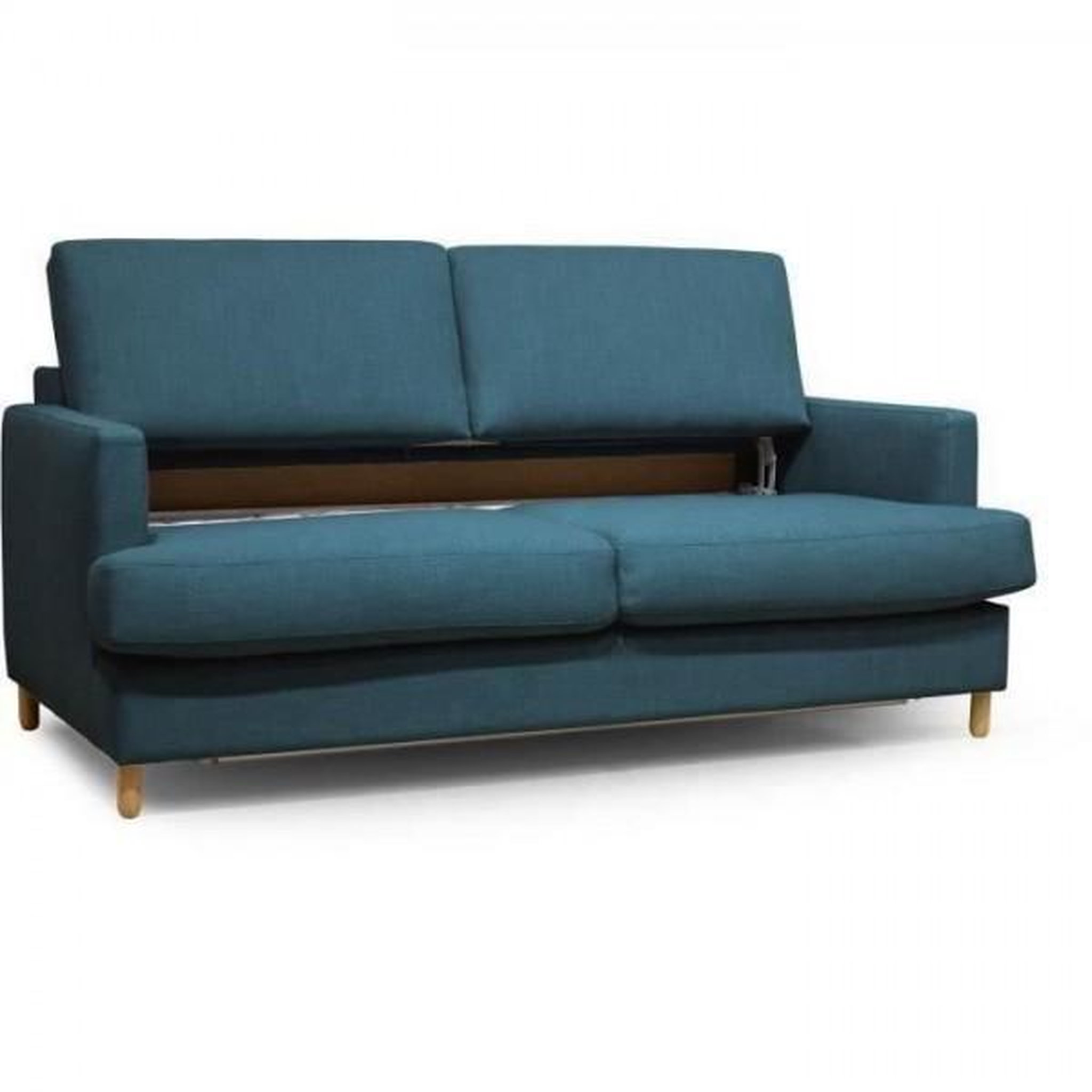 Voir la diapositive 6 : MARKET24 Hexagone - Canapé convertible 3 places - Tissu Bleu pétrole - L 182 x P 98 x H 82 cm - Larry