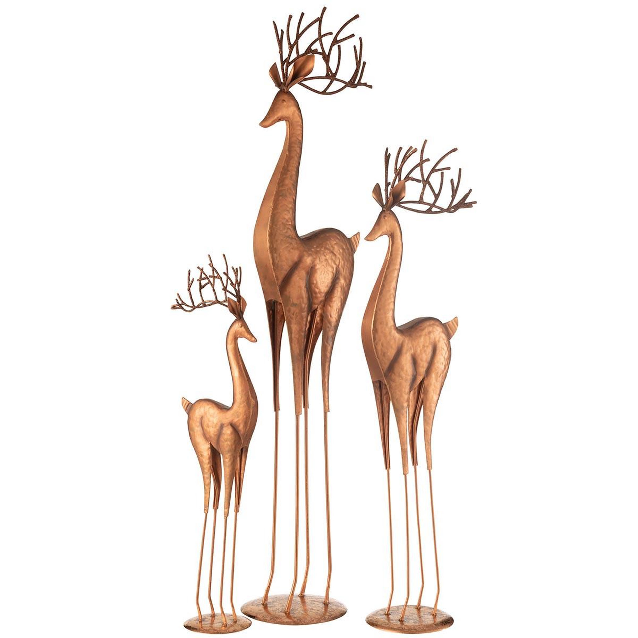 Voir la diapositive 2 : J-LINE Statue renne en métal  valentin  92cm cuivre
