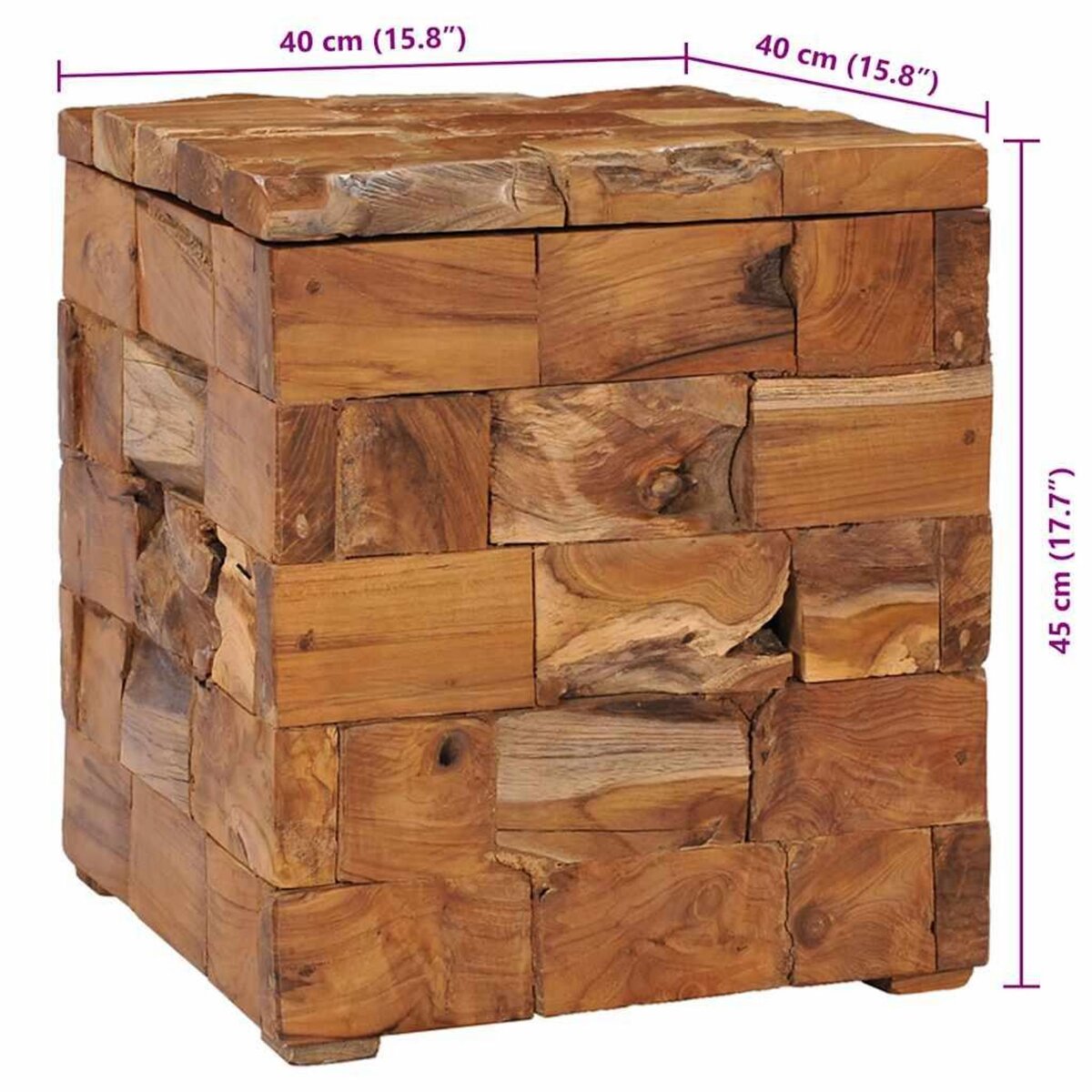VIDAXL Tabouret de rangement Bois de teck massif