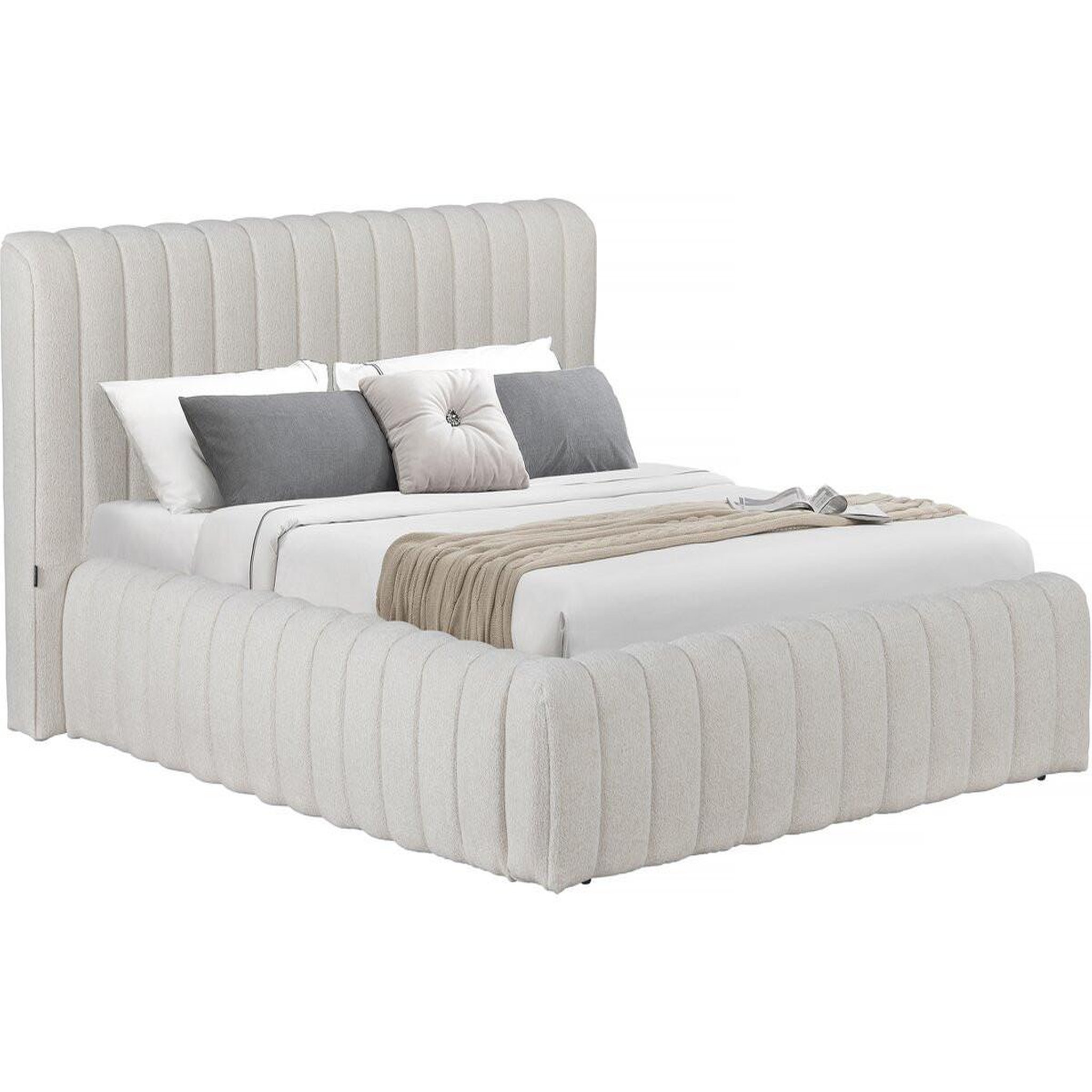 Habitat et Jardin Lit double en tissu avec coffre  tignes  - 140 x 190 cm - beige