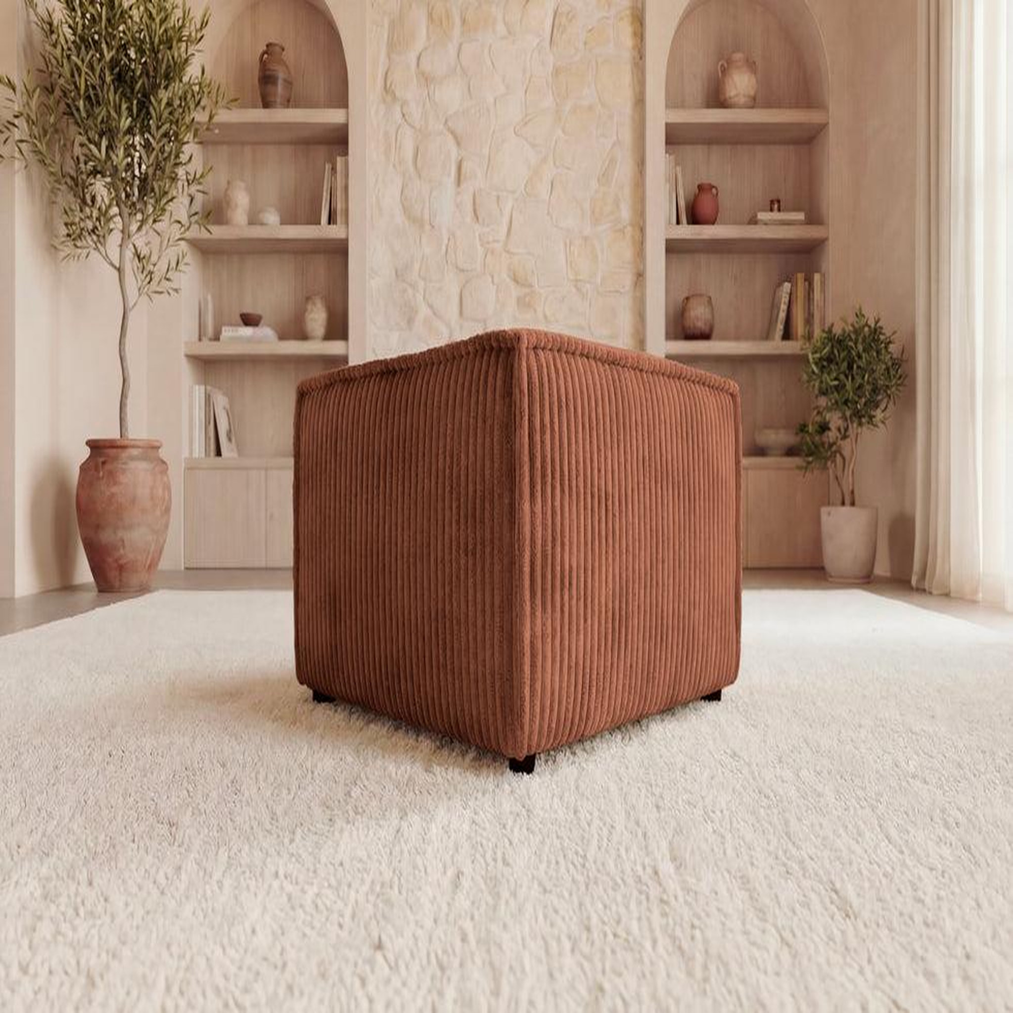 Voir la diapositive 3 : CASANOVA PARIS Laria - pouf gros velours côtelé