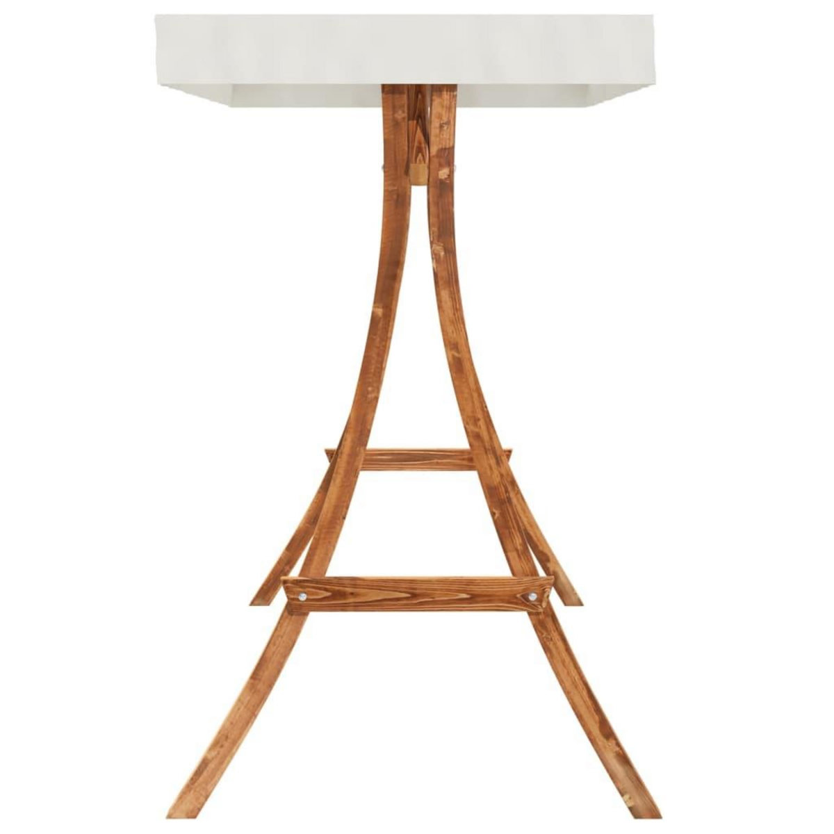 VIDAXL Cadre de balançoire avec toit creme Bois courbe a finition teck