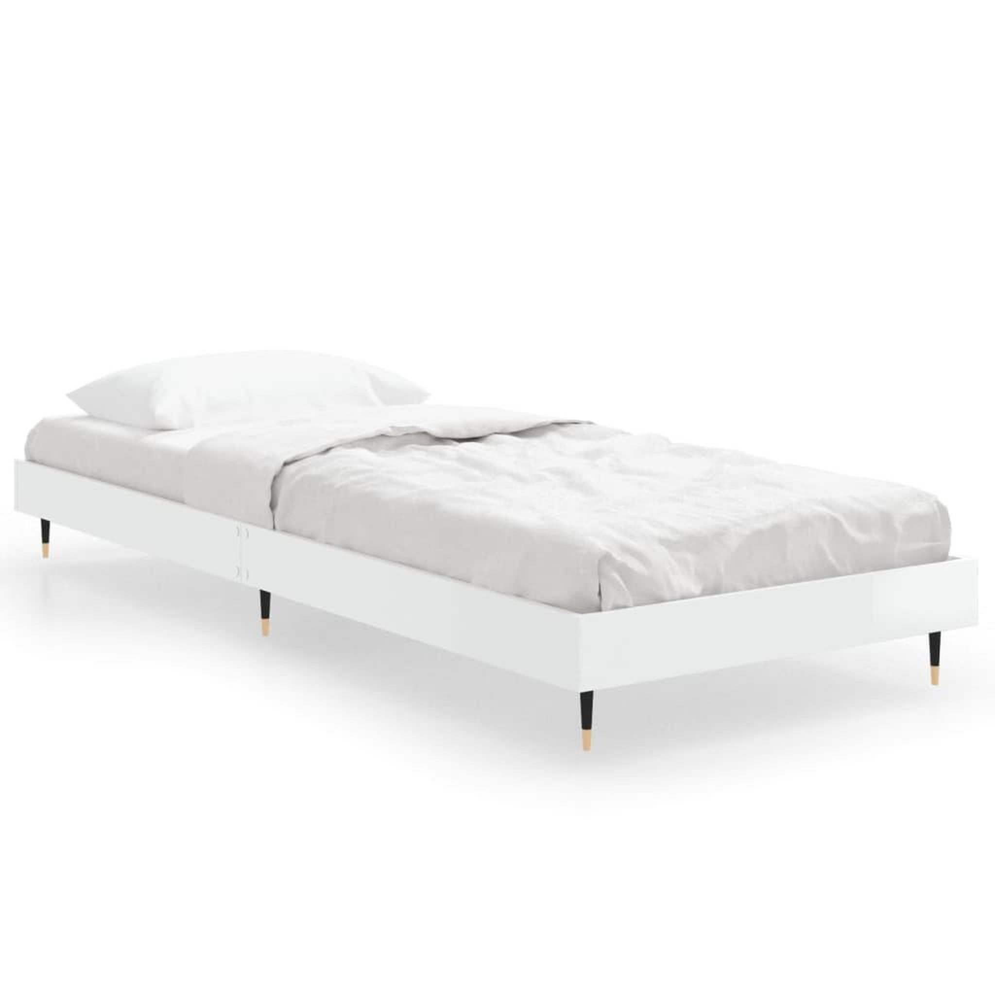 Voir la diapositive 2 : VIDAXL Cadre de lit sans matelas blanc brillant 75x190 cm