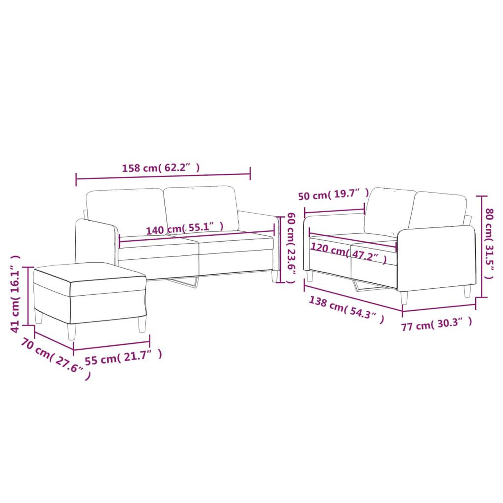Voir la diapositive 6 : VIDAXL Ensemble de canapes 3 pcs avec coussins Noir Tissu