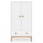 Voir la diapositive 3 : ID MARKET Armoire enfant 2 portes JACOB avec tiroir blanc et bois