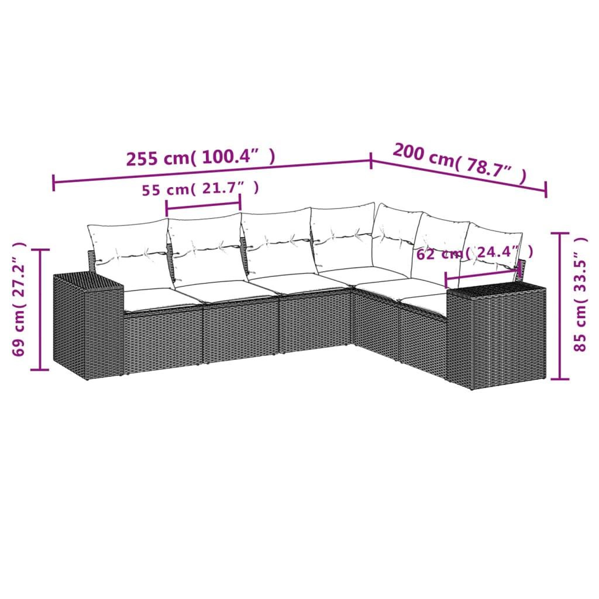 Voir la diapositive 4 : VIDAXL Salon de jardin avec coussins 6 pcs marron resine tressee