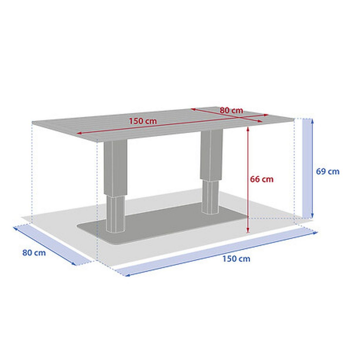 HESPERIDE Table de jardin relevable rectangulaire en aluminium SALIMIA - Avoine