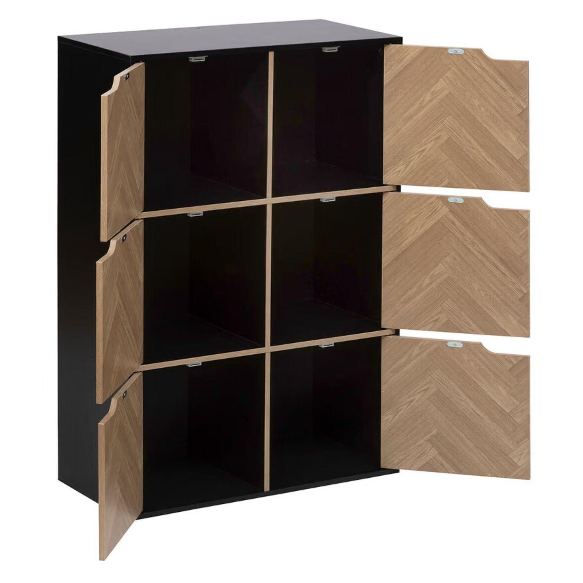 Voir la diapositive 3 : FIVE Etagère 6 cases mix'n door chevrons - beige et noir