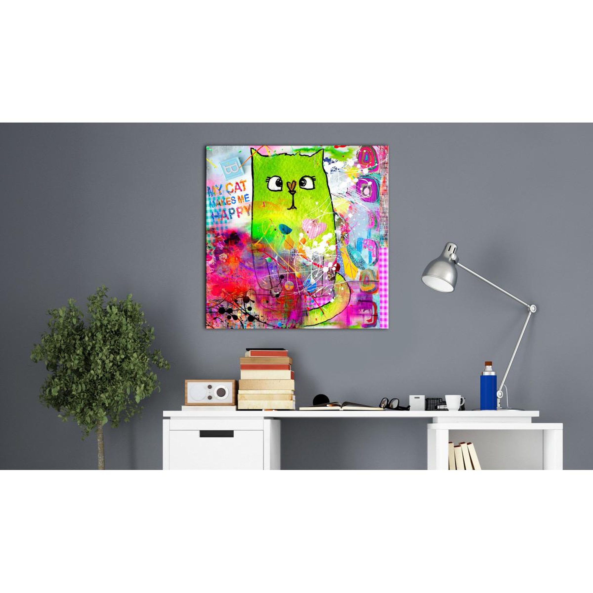Voir la diapositive 2 : Paris Prix Tableau imprimé  crazy cat