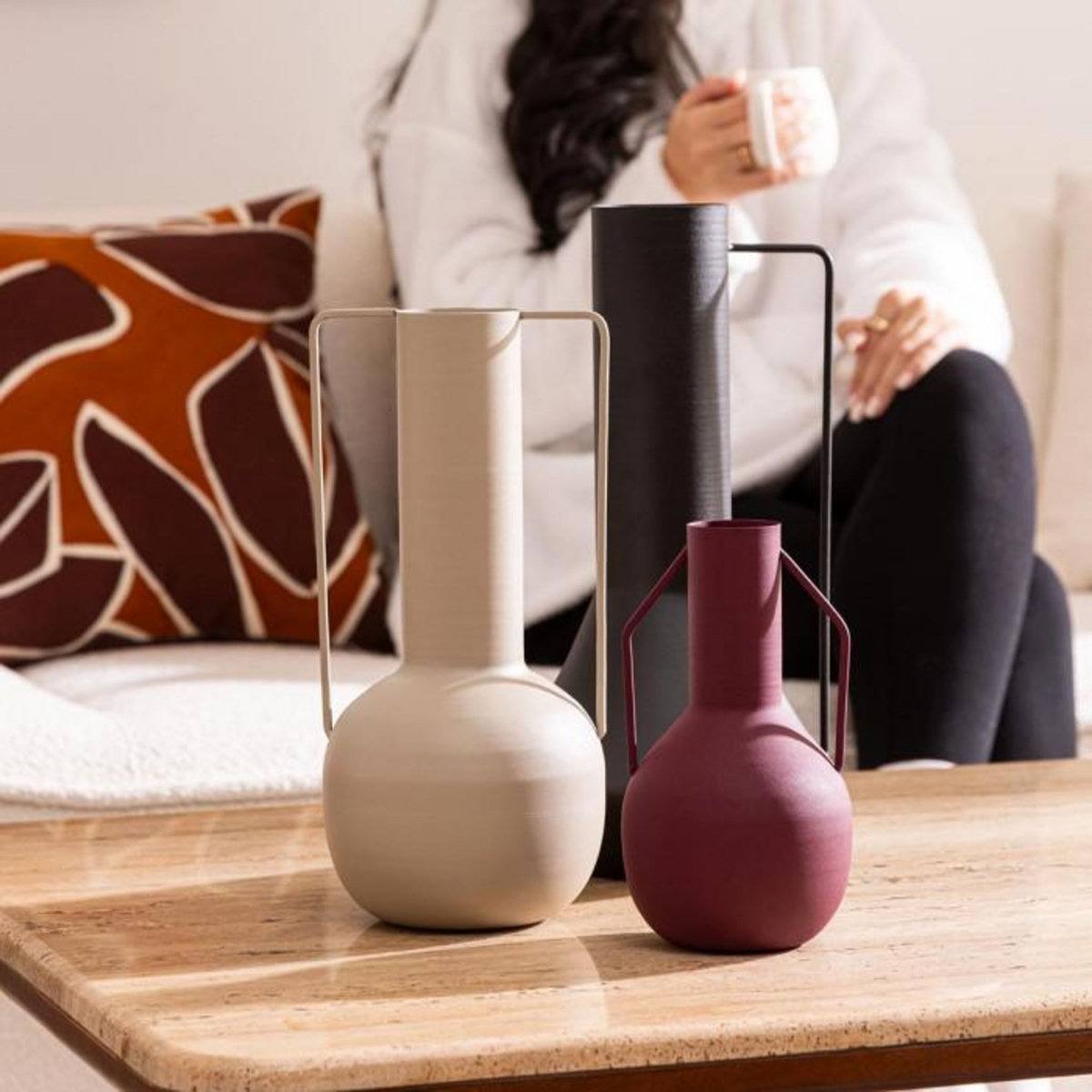 ATMOSPHERA Vase Design en Métal  Sylvain  20cm Rouge Rubis