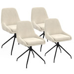 ID MARKET Lot de 4 chaises pivotantes THALYA en velours beige avec accoudoirs