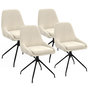 Voir la diapositive 1 : ID MARKET Lot de 4 chaises pivotantes THALYA en velours beige avec accoudoirs