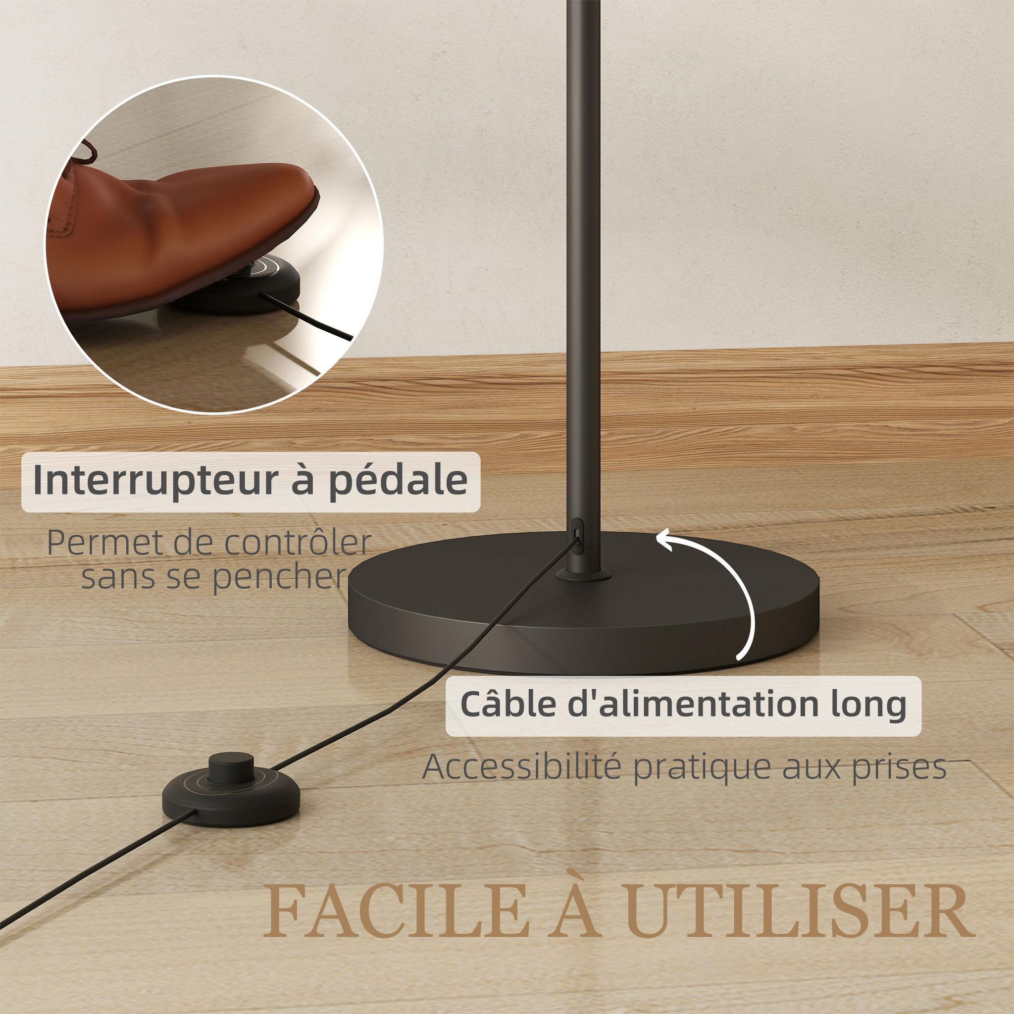 Voir la diapositive 6 : HOMCOM Lampadaire led dimmable h.180 cm avec télécommande abat-jour réglable 11 température couleurs et niveaux de luminosité noir
