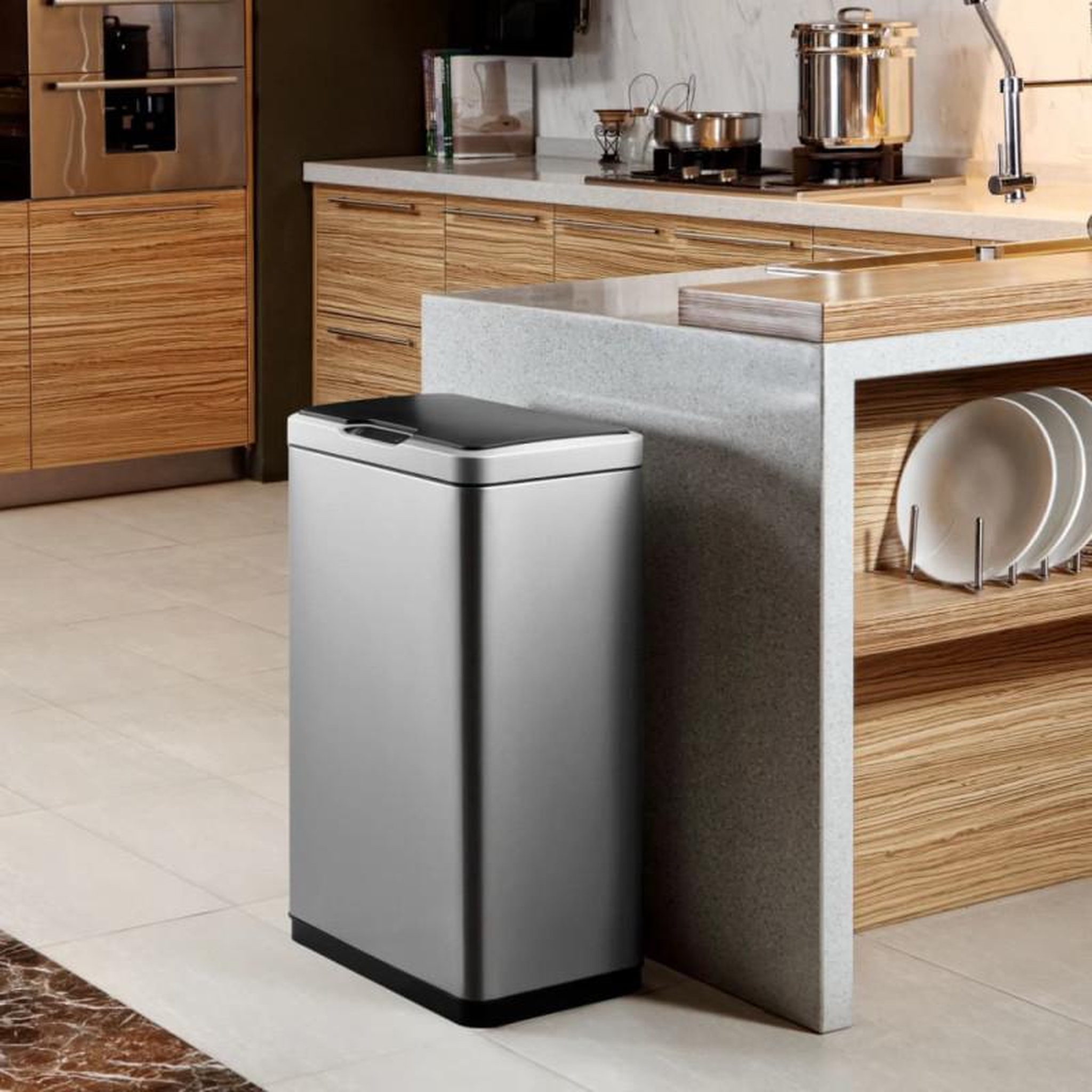 EKO EKO Poubelle à capteur Mirage 2x20 L Argenté mat