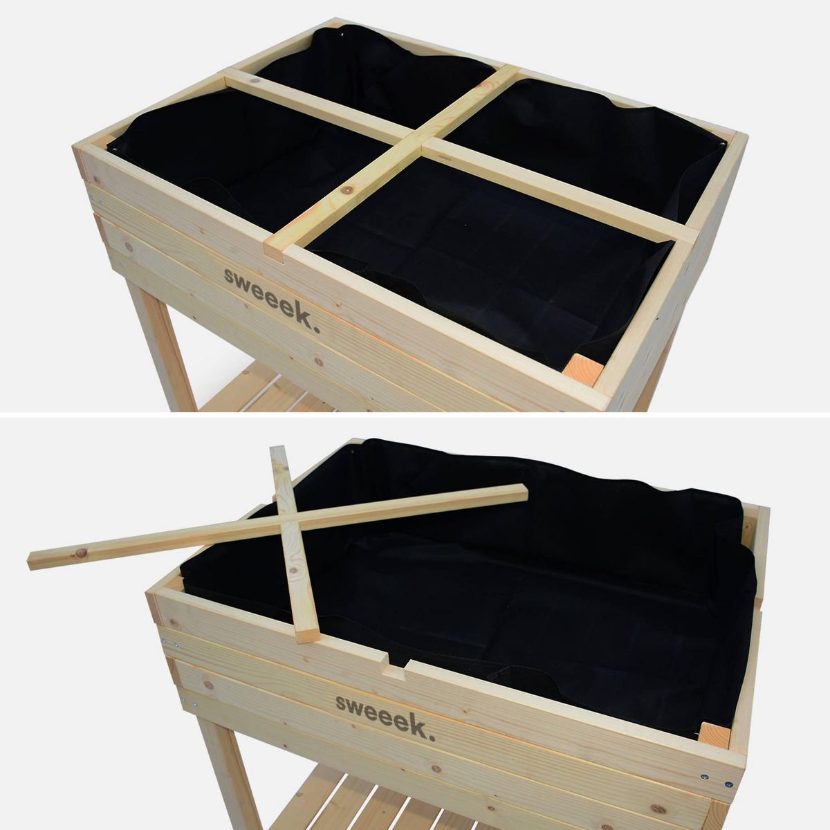 SWEEEK Carré potager sur pieds 80x60.  Anémone -  potager en épicéa finlandais